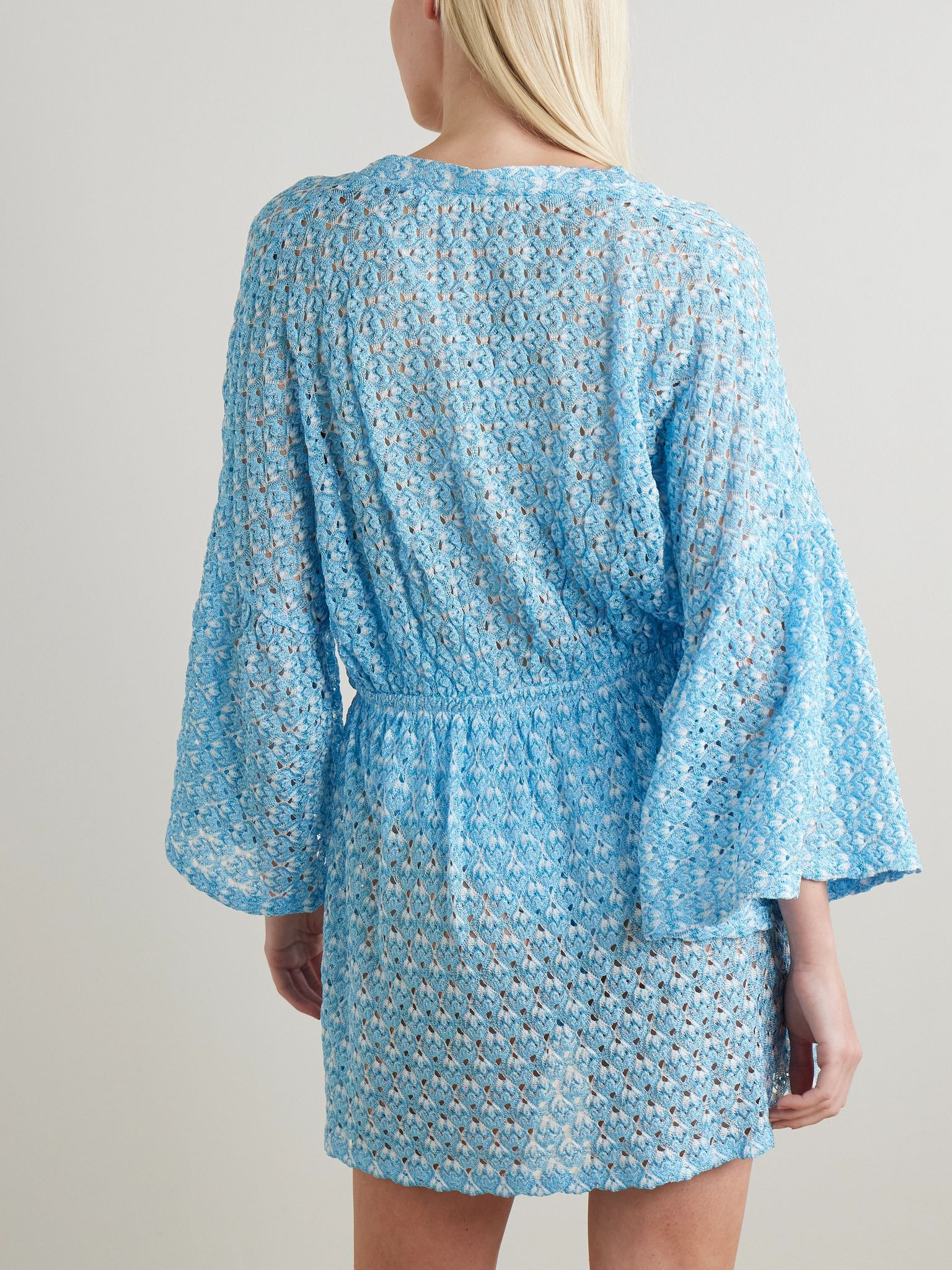 Mare metallic crochet-knit kaftan Blue - 3
