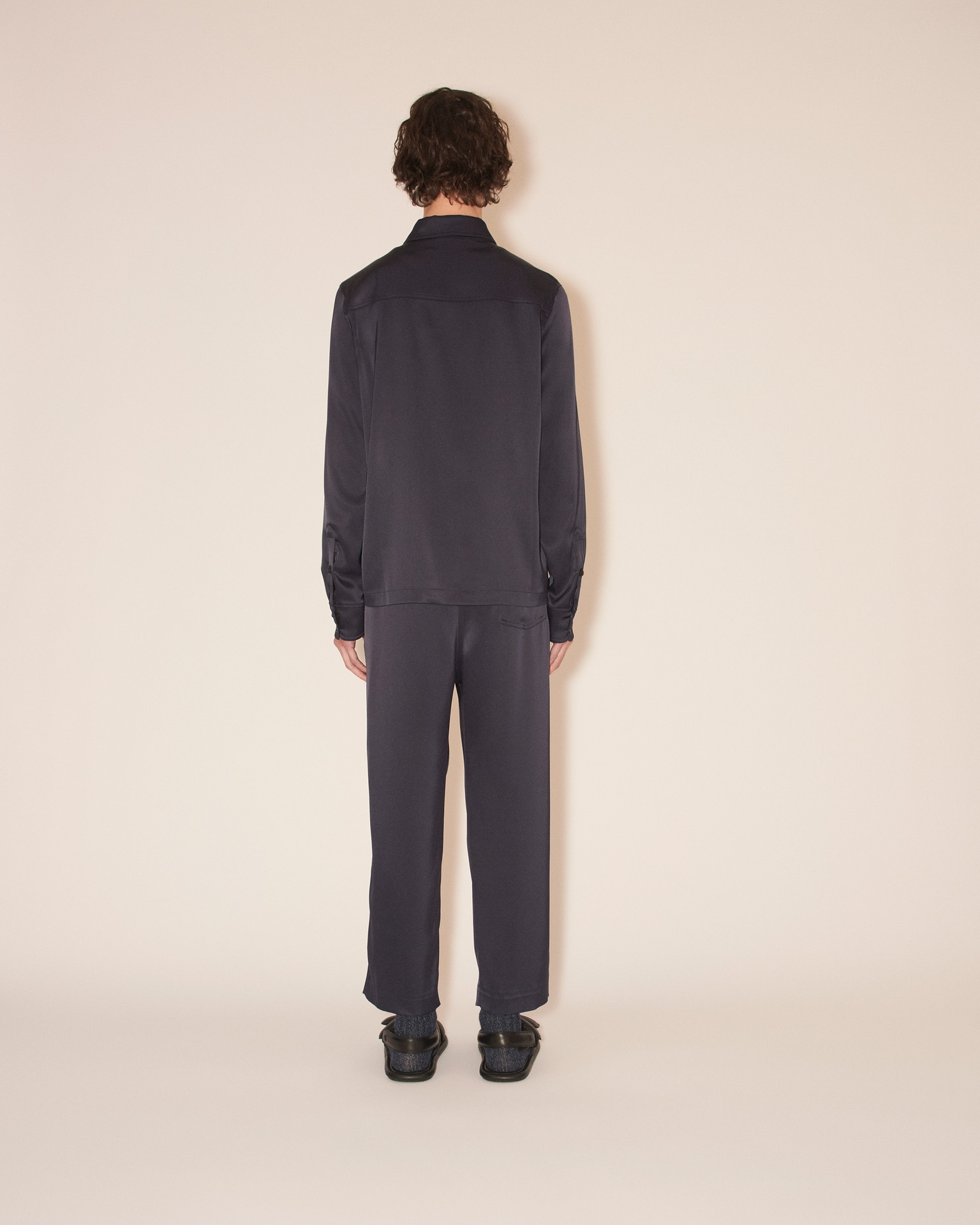 FLORIAN - Technical satin long sleeve - Navy - 5