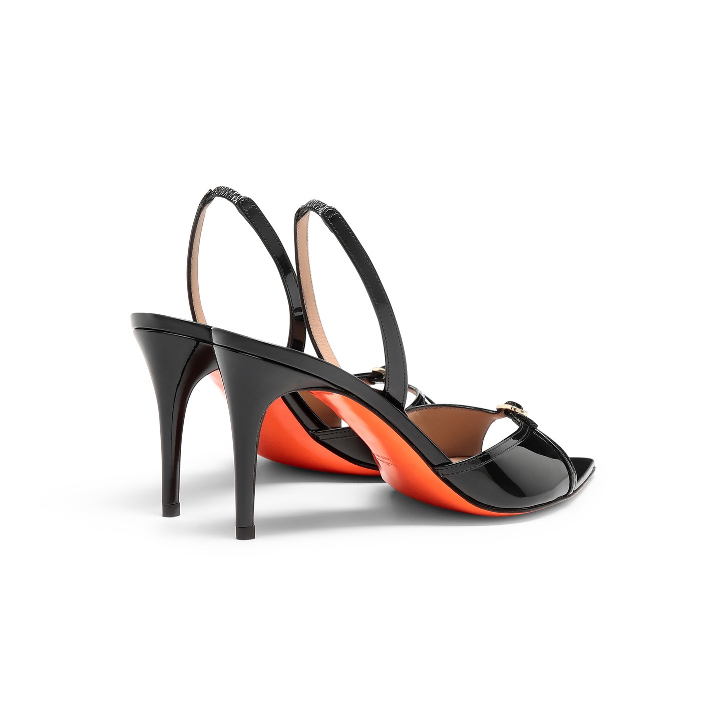 Women's black patent leather high-heel sandal - 3