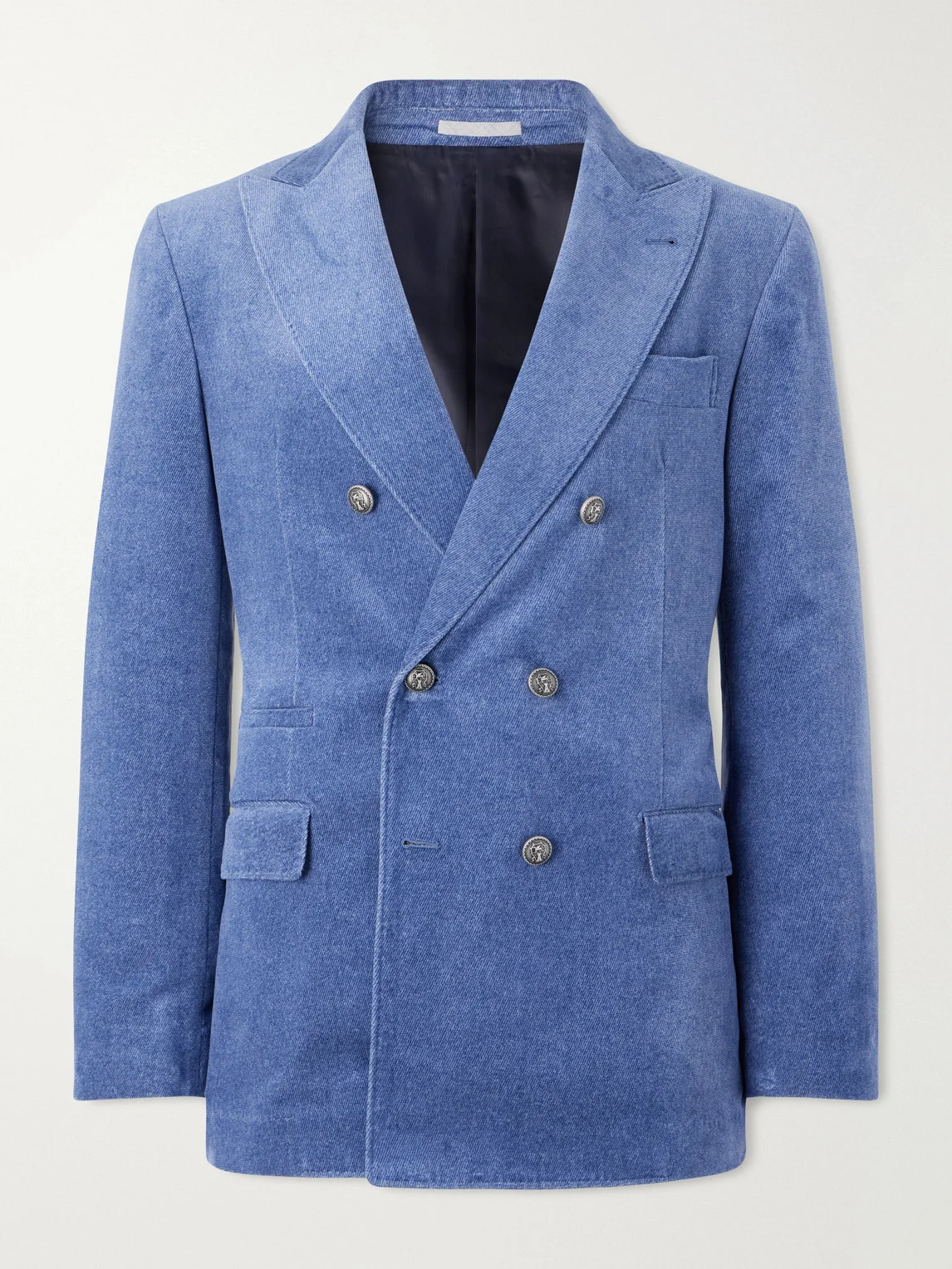 Double-Breasted Cotton-Velvet Suit Jacket - 1