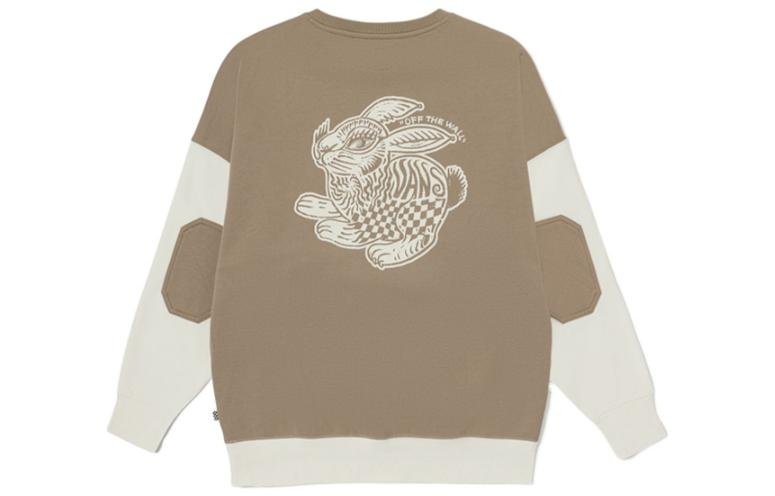 (WMNS) Vans Year of the Rabbit Neck Sports Pullover Sweatshirt 'Khaki White' VN0008YBYEH - 2