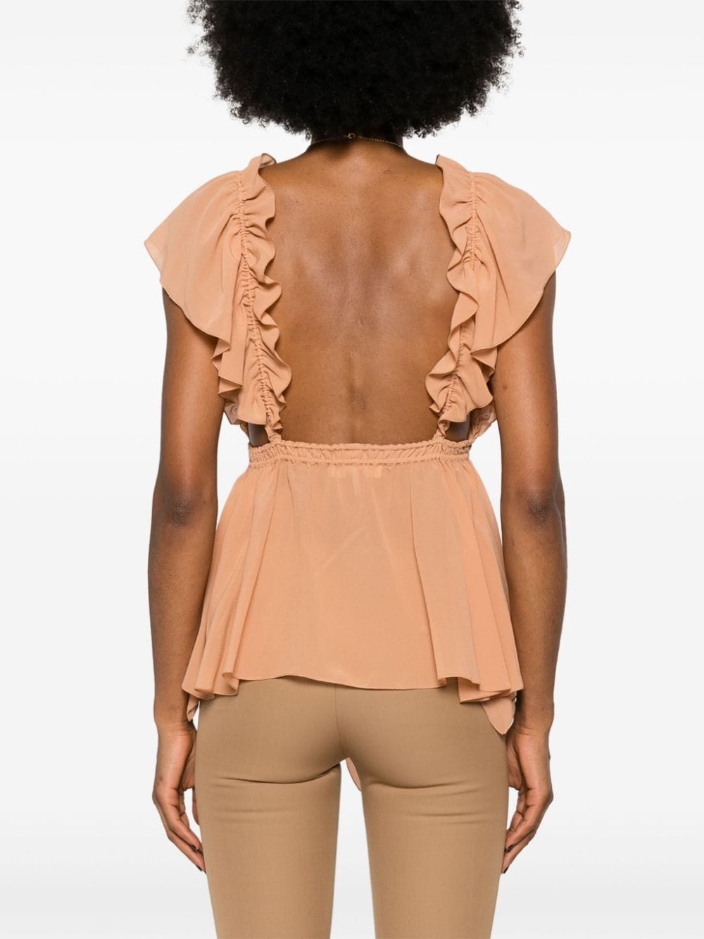 ruffled sleeveless silk blouse - 4