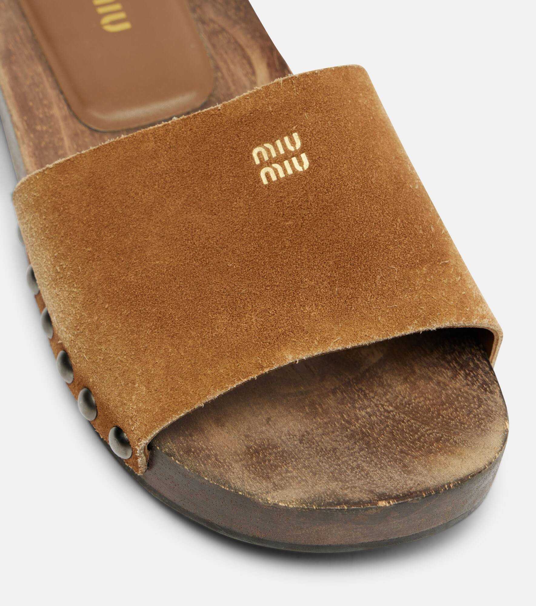 Logo faded suede mules - 5