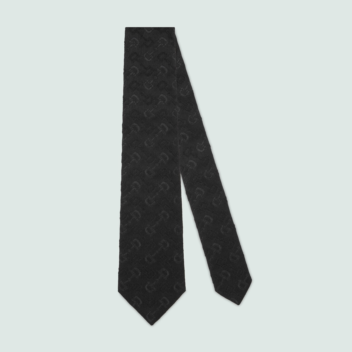Horsebit jacquard silk wool tie - 1