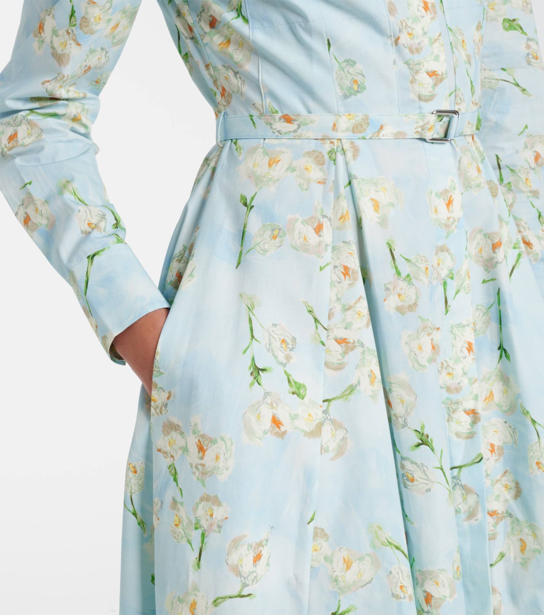 Floral cotton poplin shirt dress - 5