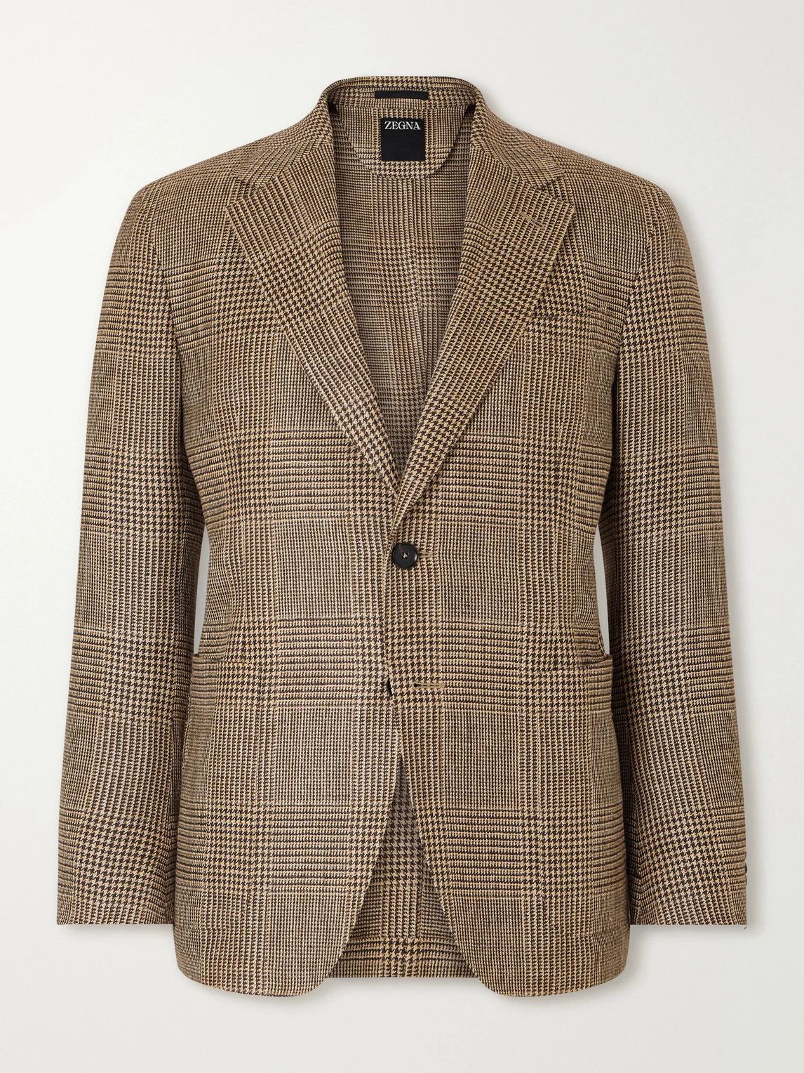 Houndstooth Linen, Silk and Wool-Blend Blazer - 1