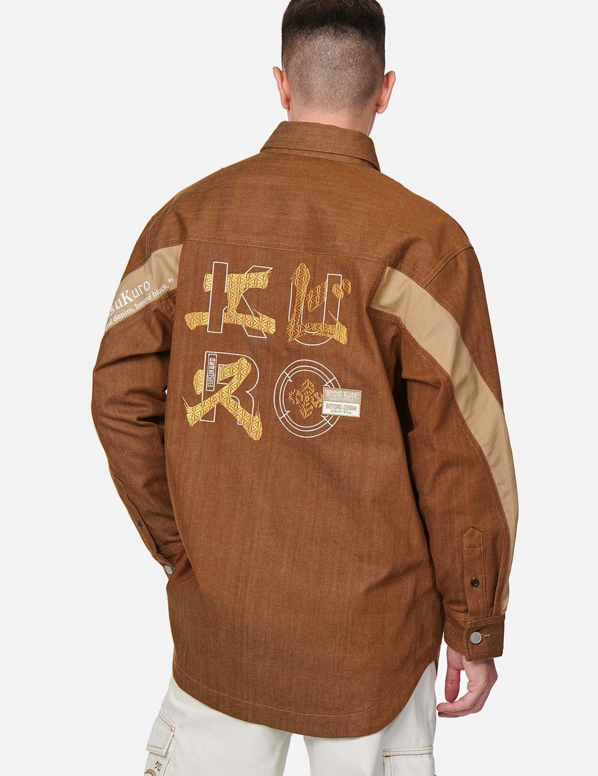 Sashiko Logo Embroidered Denim Shirt Jacket - 3