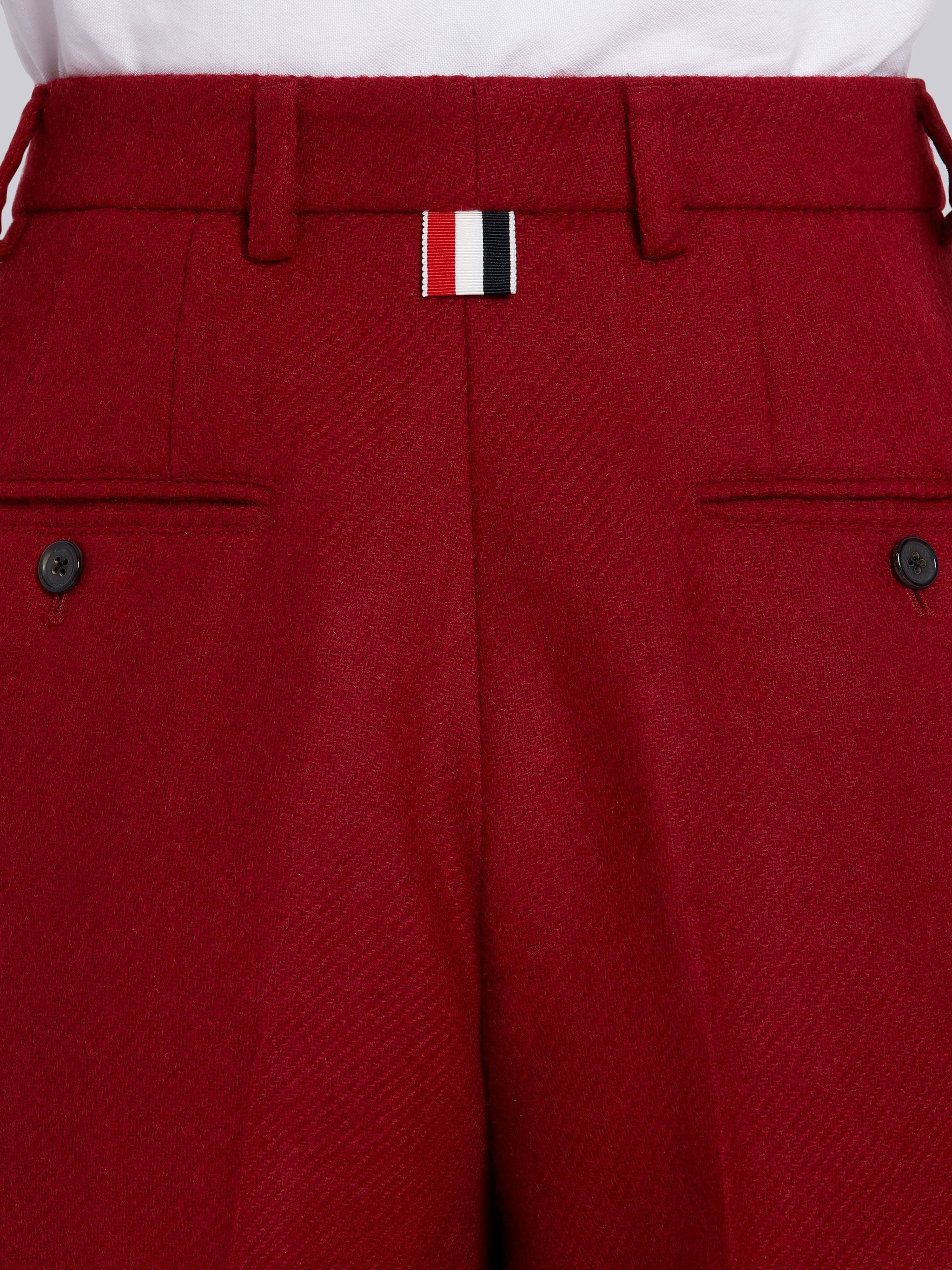 Red Shetland Wool Frayed High Waisted Short - 6