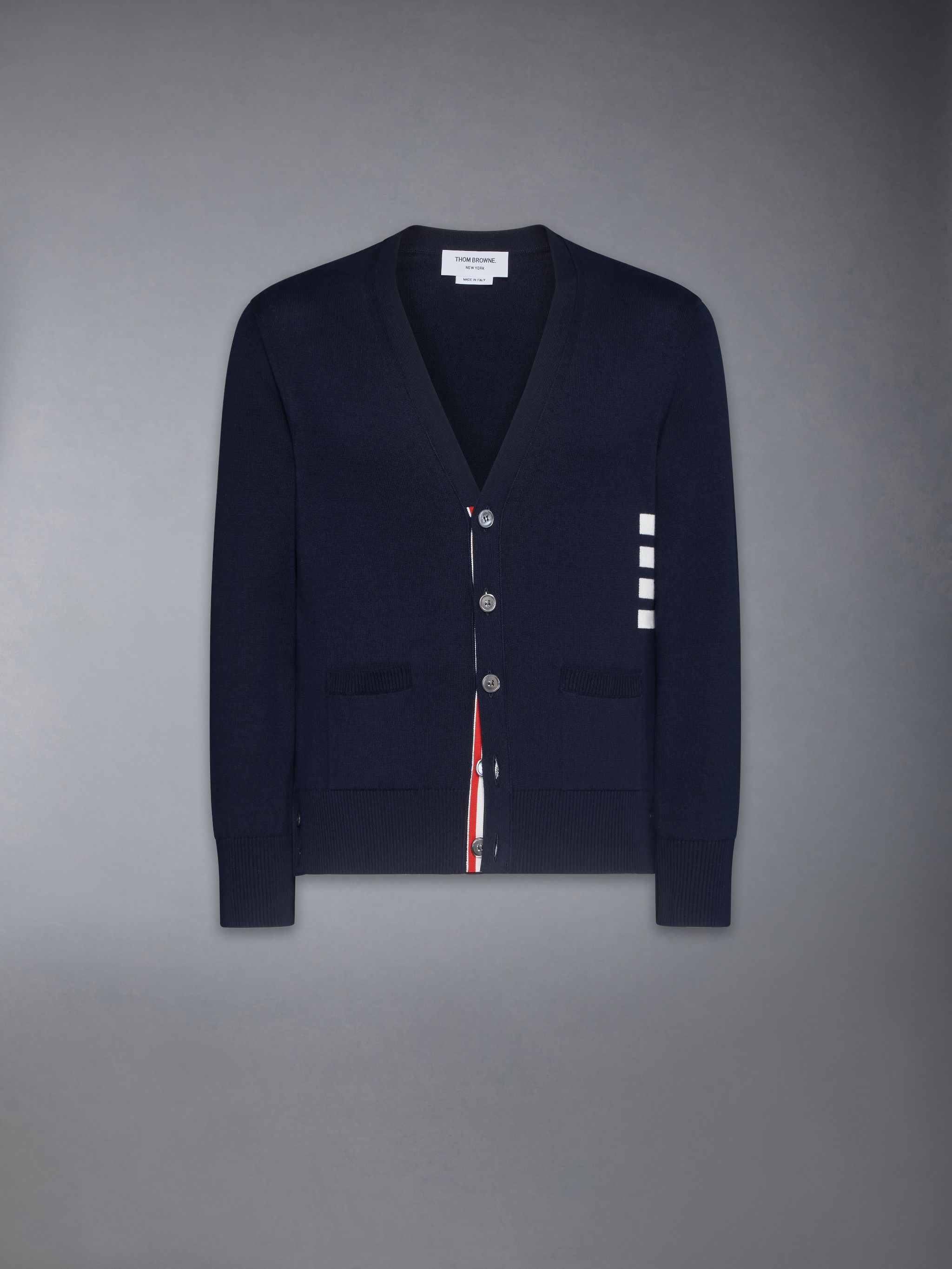 Cotton 4-Bar Relaxed Fit V Neck Cardigan - 6