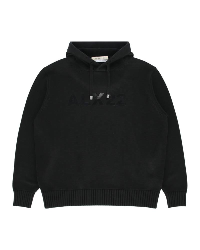 LOGO KNIT HOODED SWEATER - 1