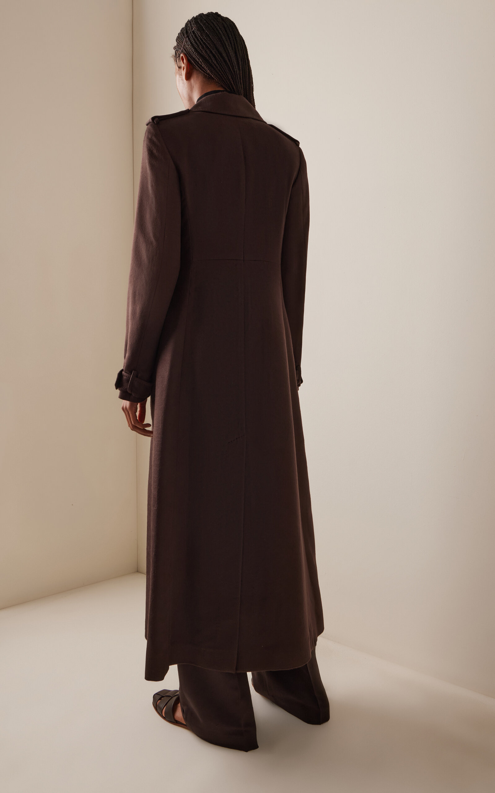 Houstt Double-Breasted Silk Coat brown - 5