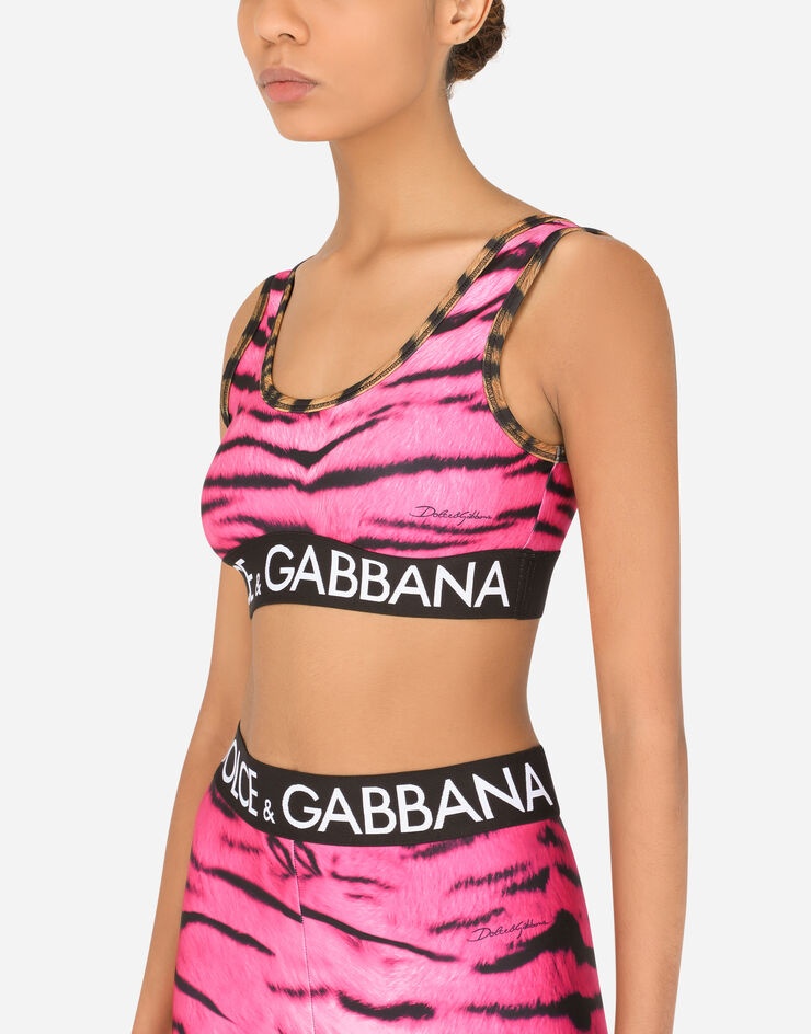 Run-resistant fabric top with tiger print and branded elastic - 4