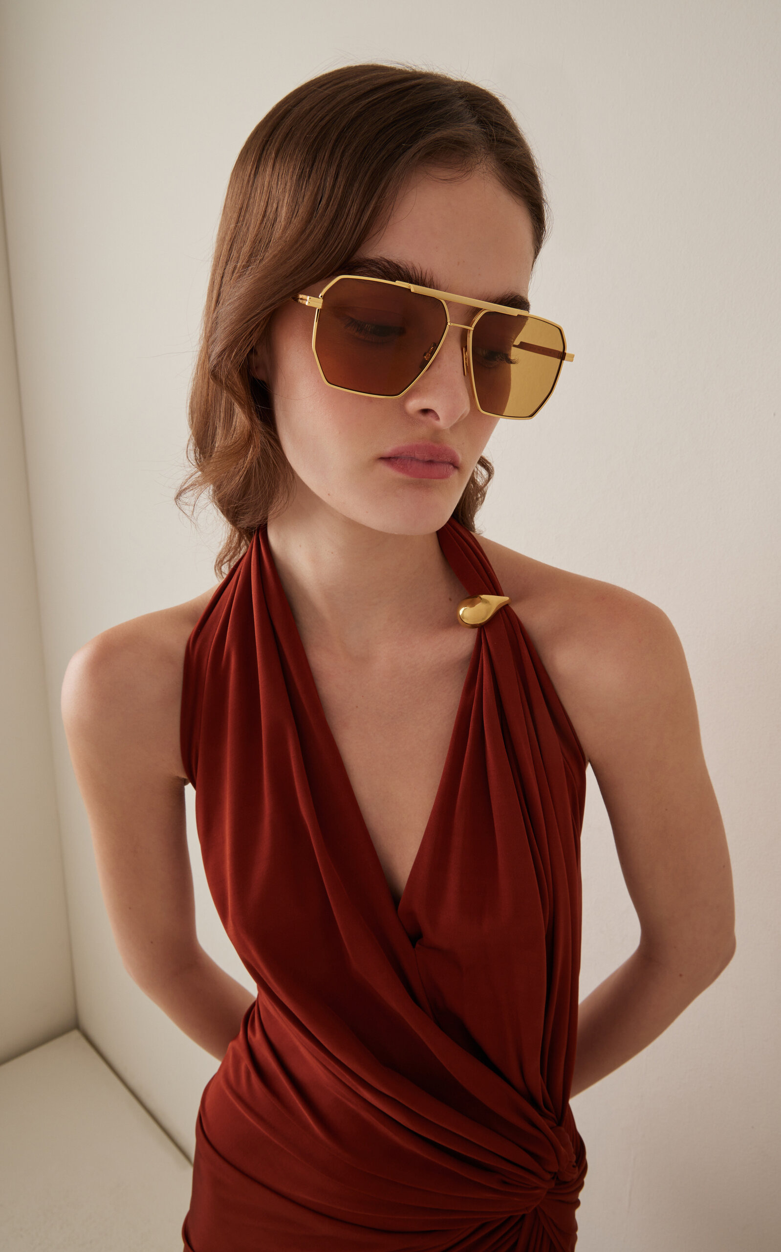 Aviator-Frame Metal Glasses brown - 3