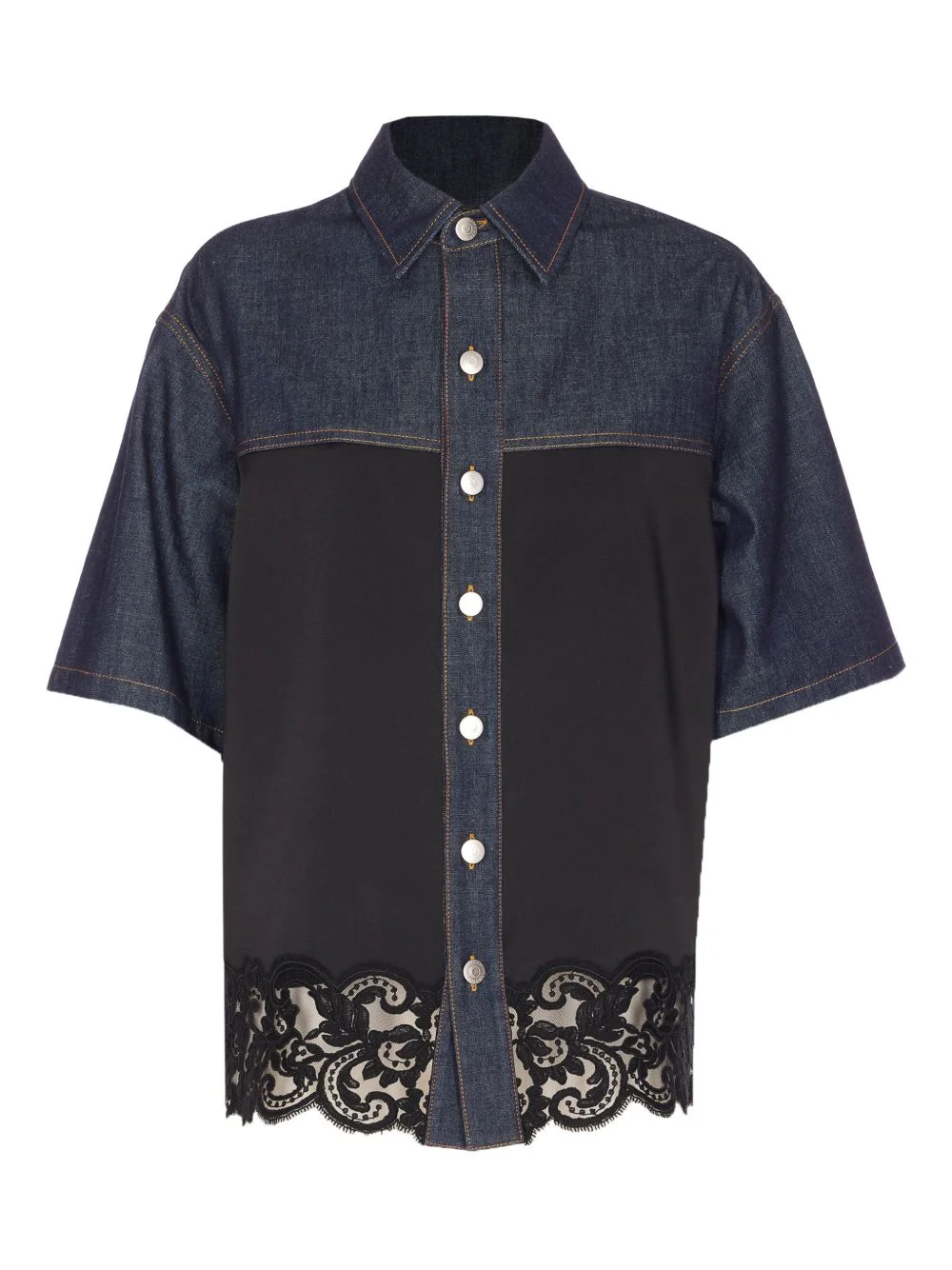 embroidered denim shirt - 1
