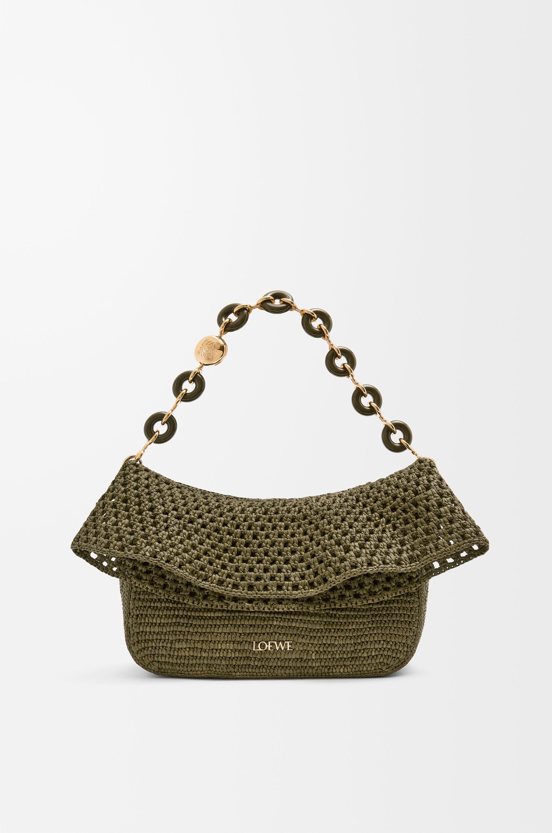 Medium Ola bag in raffia and calfskin 4