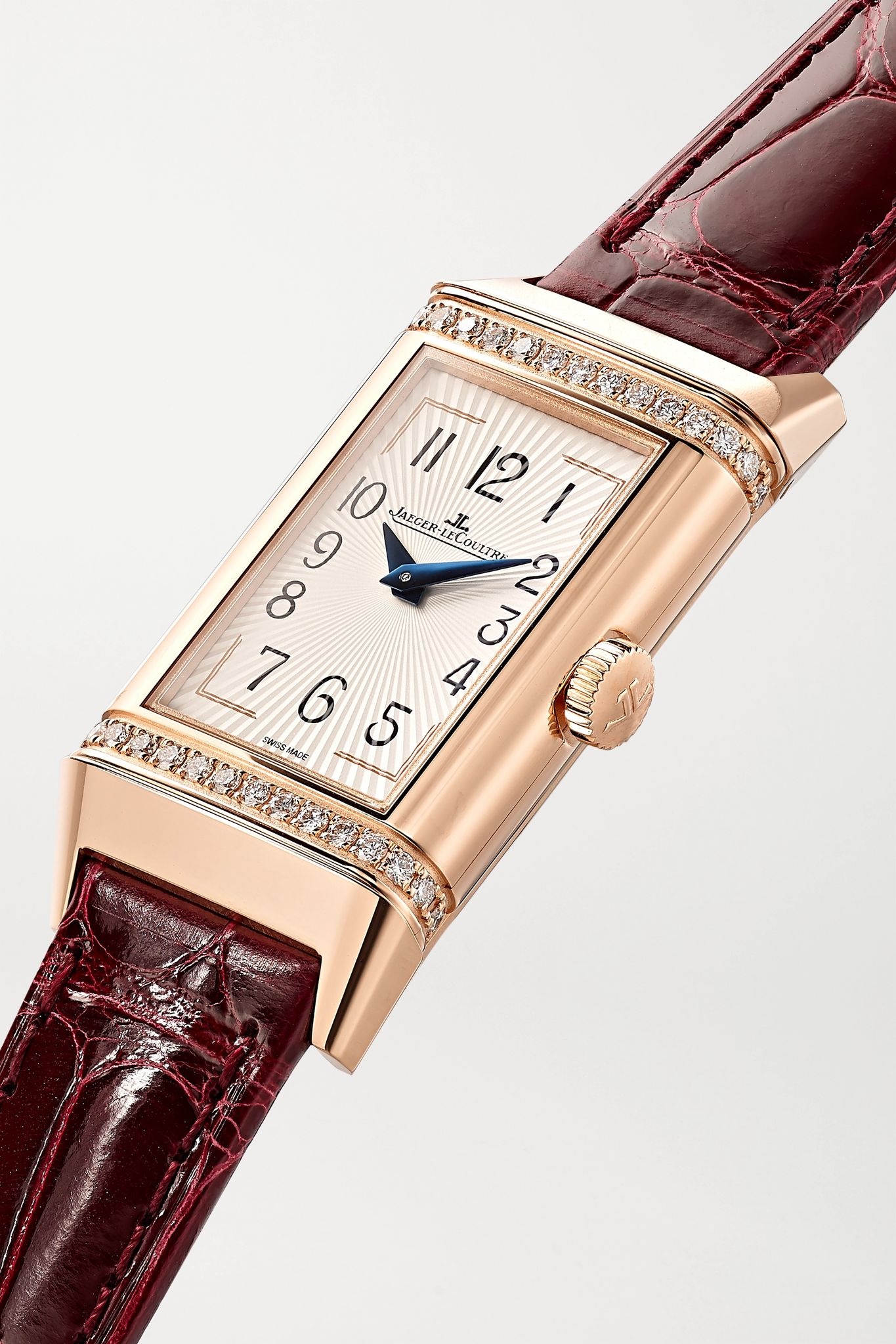 Reverso One Duetto 20mm rose gold, diamond and alligator watch - 2