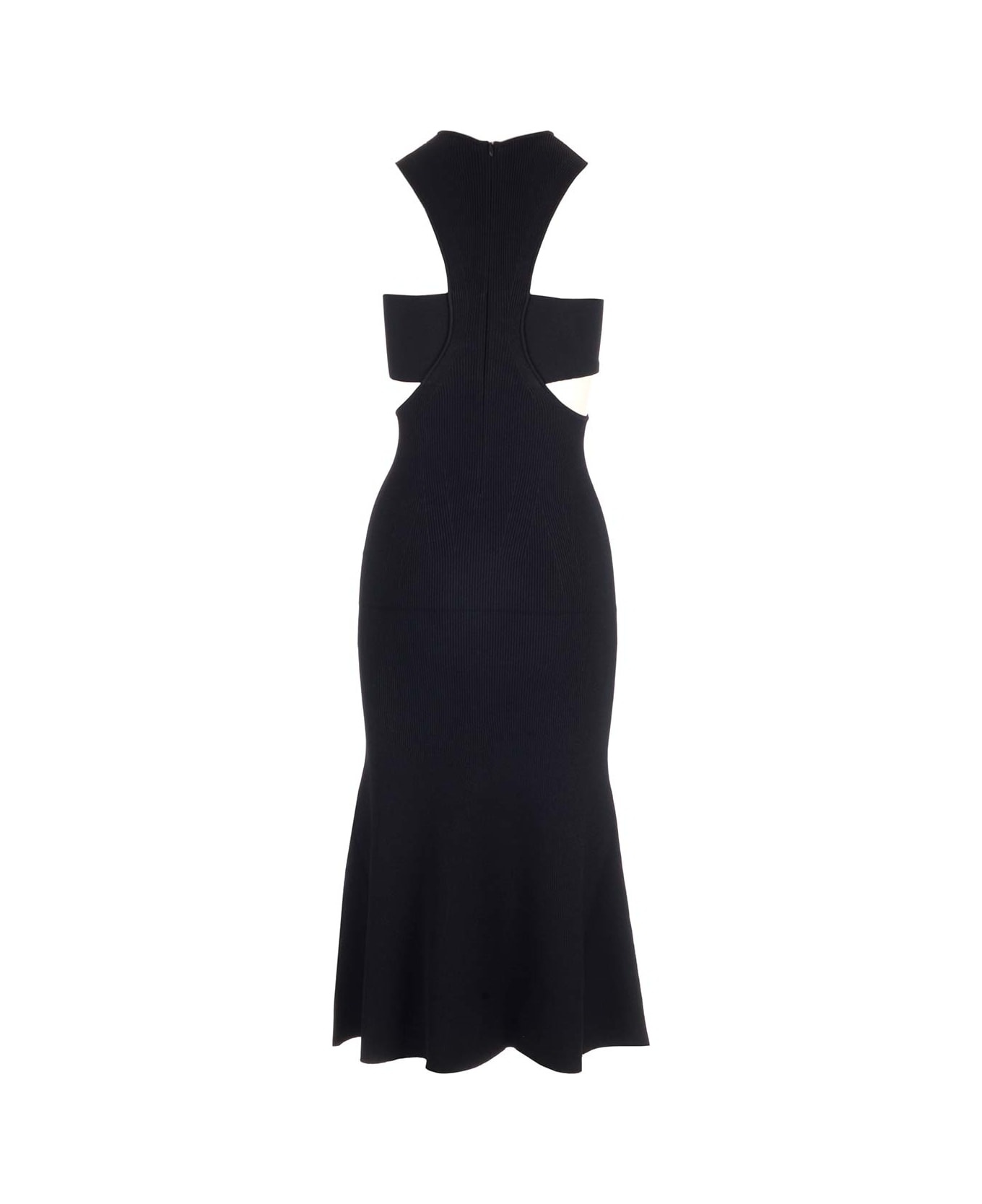 Dress With Harness And Cut-out In Black Ribbed Knit - 2