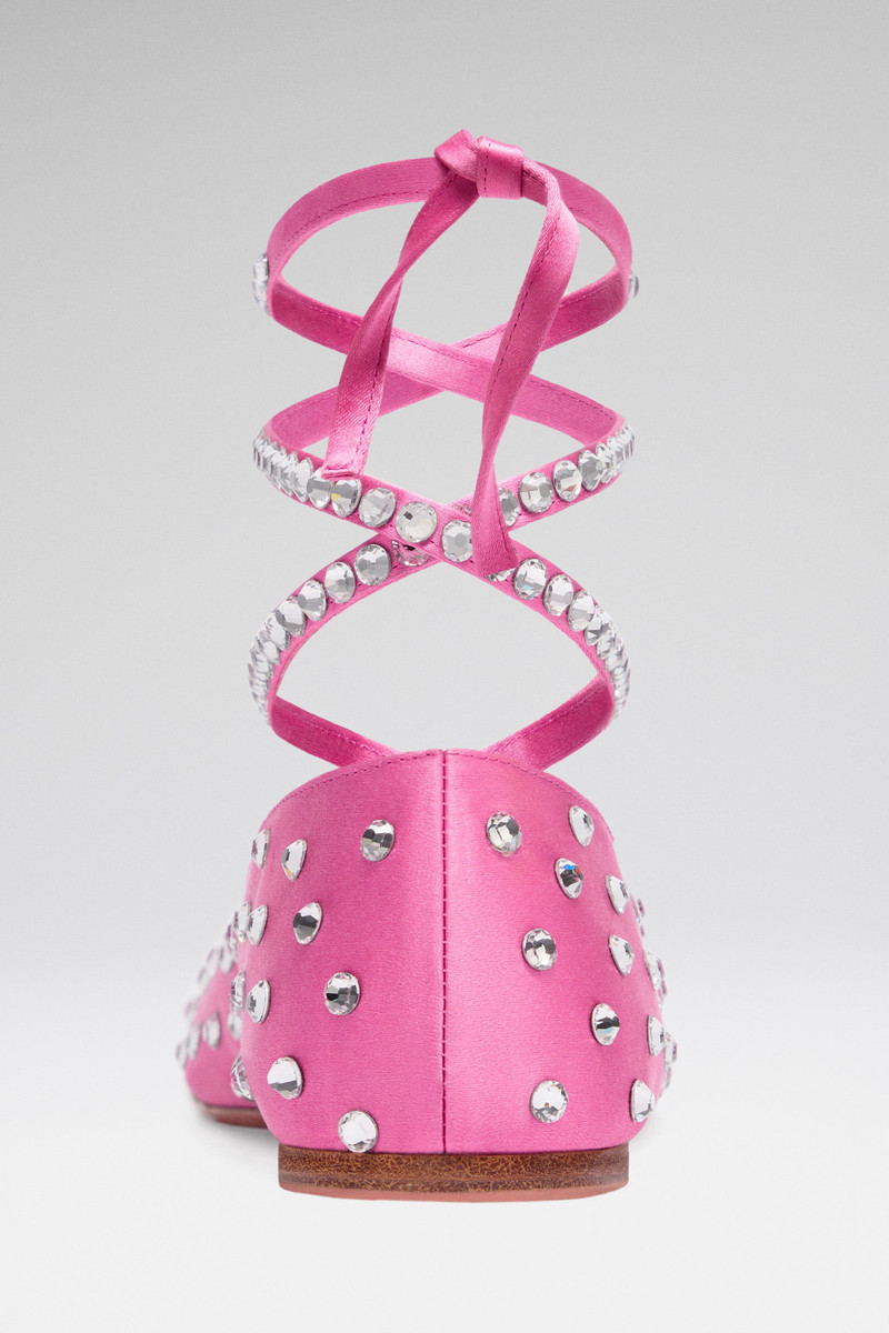 ANE CRYSTAL LACE UP FLAT MARSHMALLOW SATIN 3