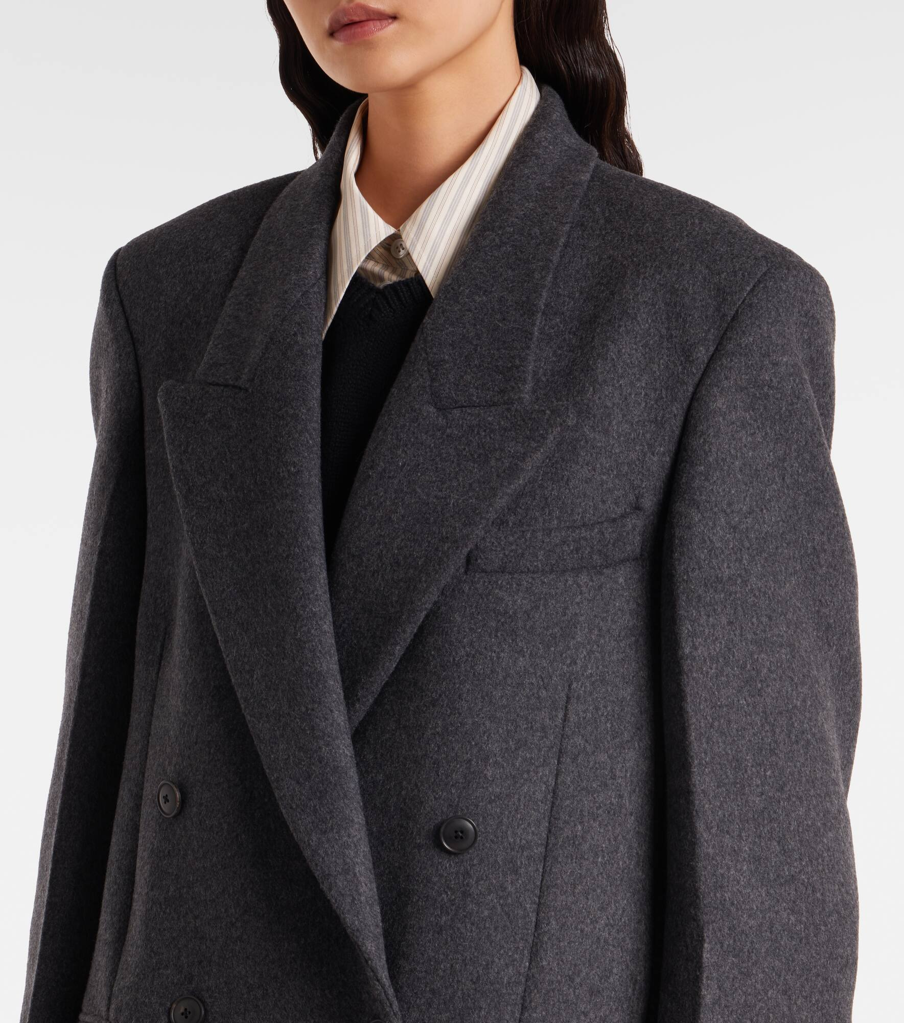 Double-breasted wool-blend coat - 4