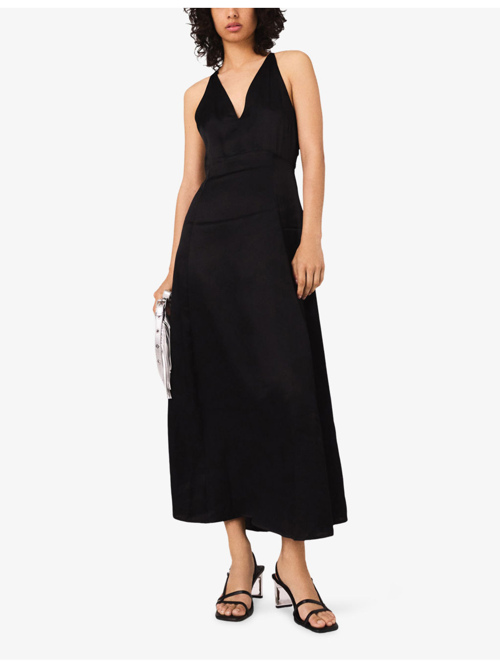 V-Neck Braided-Back Satin Maxi Dress - 2