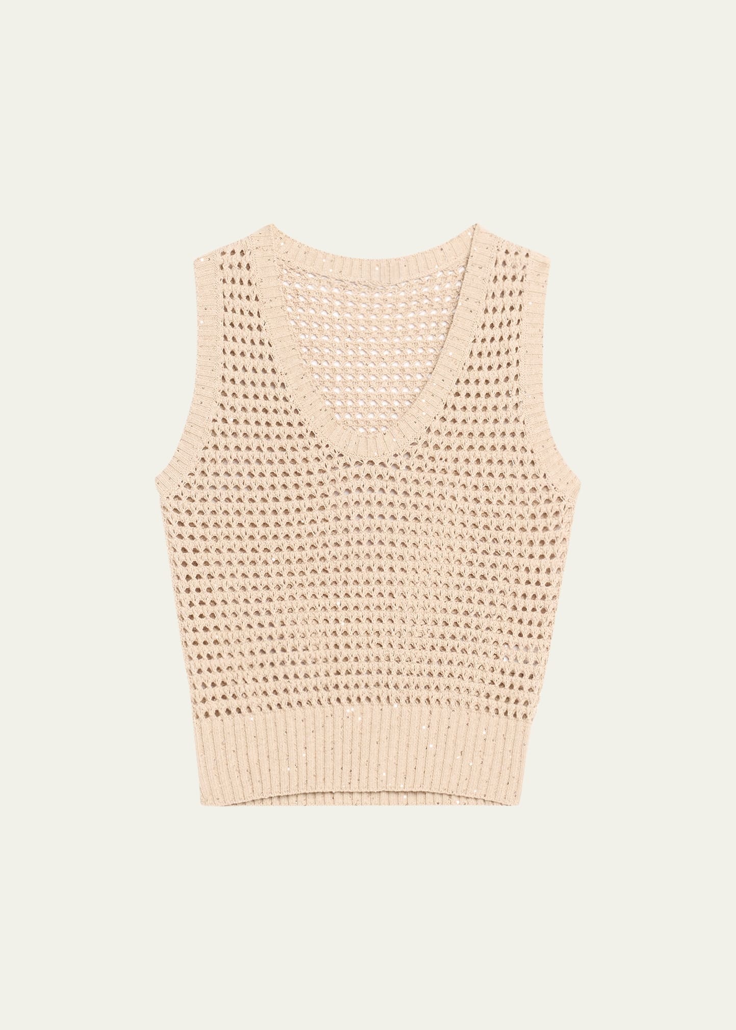 Open-Knit Tank Top with Sequin Detail - 1