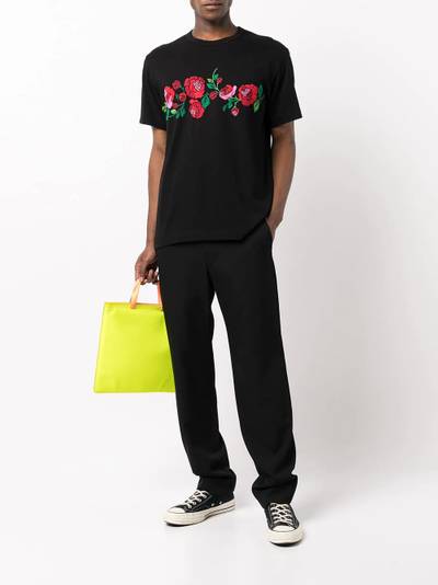 Comme des Garçons Homme Plus floral-embroidered cotton T-shirt outlook