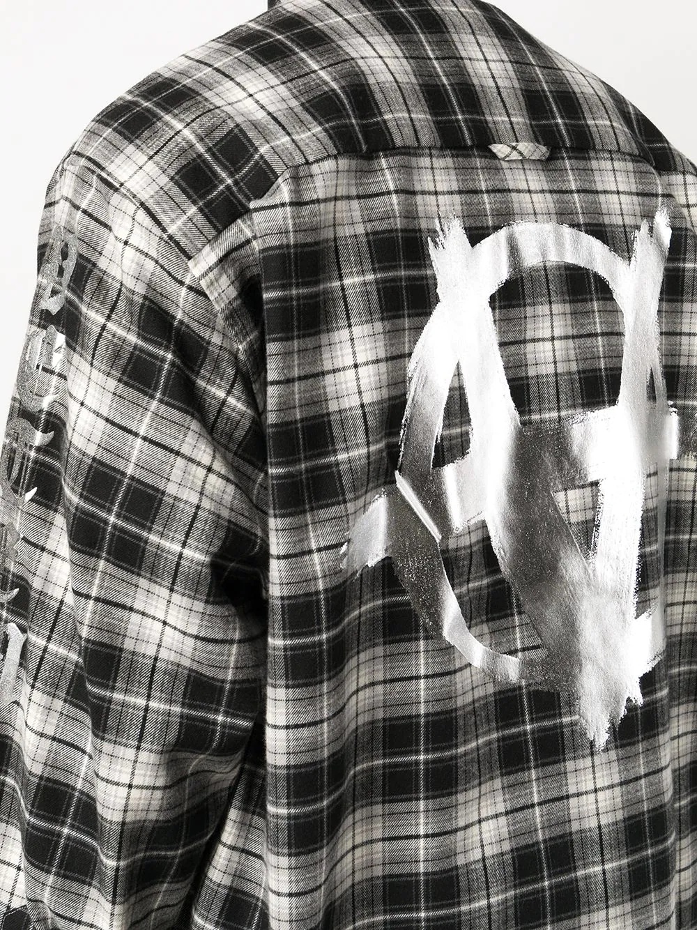 foil graphic-print plaid shirt - 5