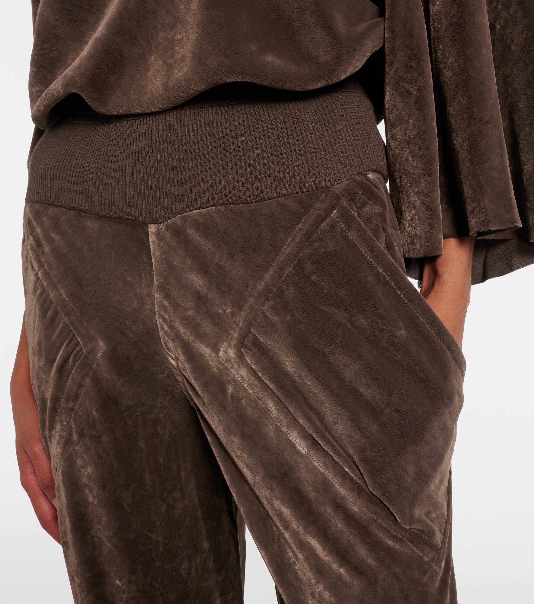 High-rise velour straight pants - 4
