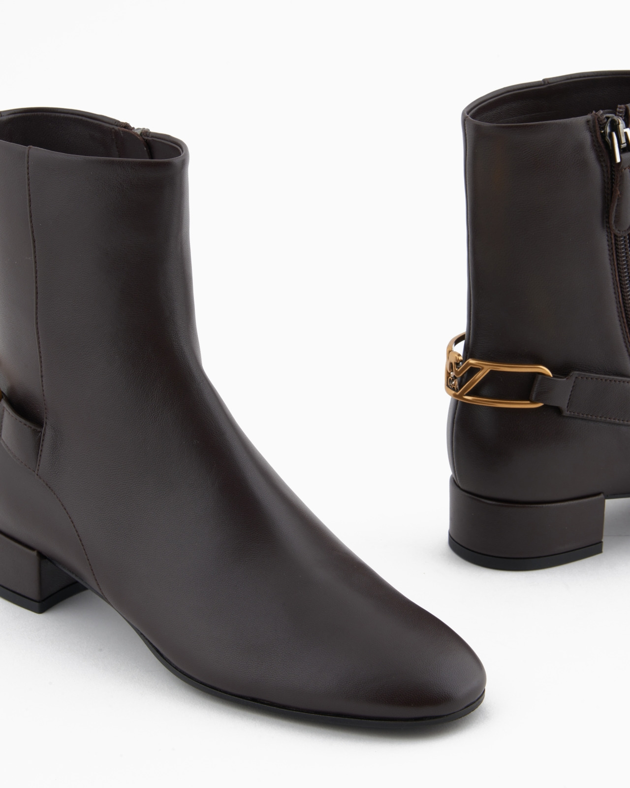 NAPPA-LEATHER ANKLE BOOTS WITH AN EAGLE PLATE - 4