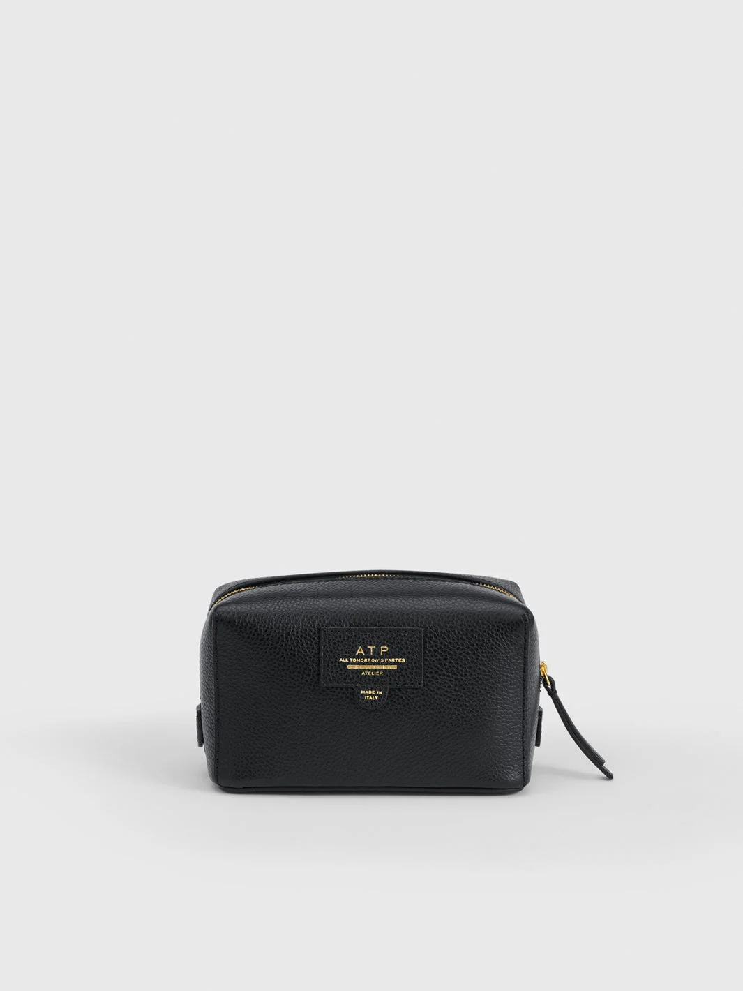 Capanne Black Grained Leather Beauty Bag - 1
