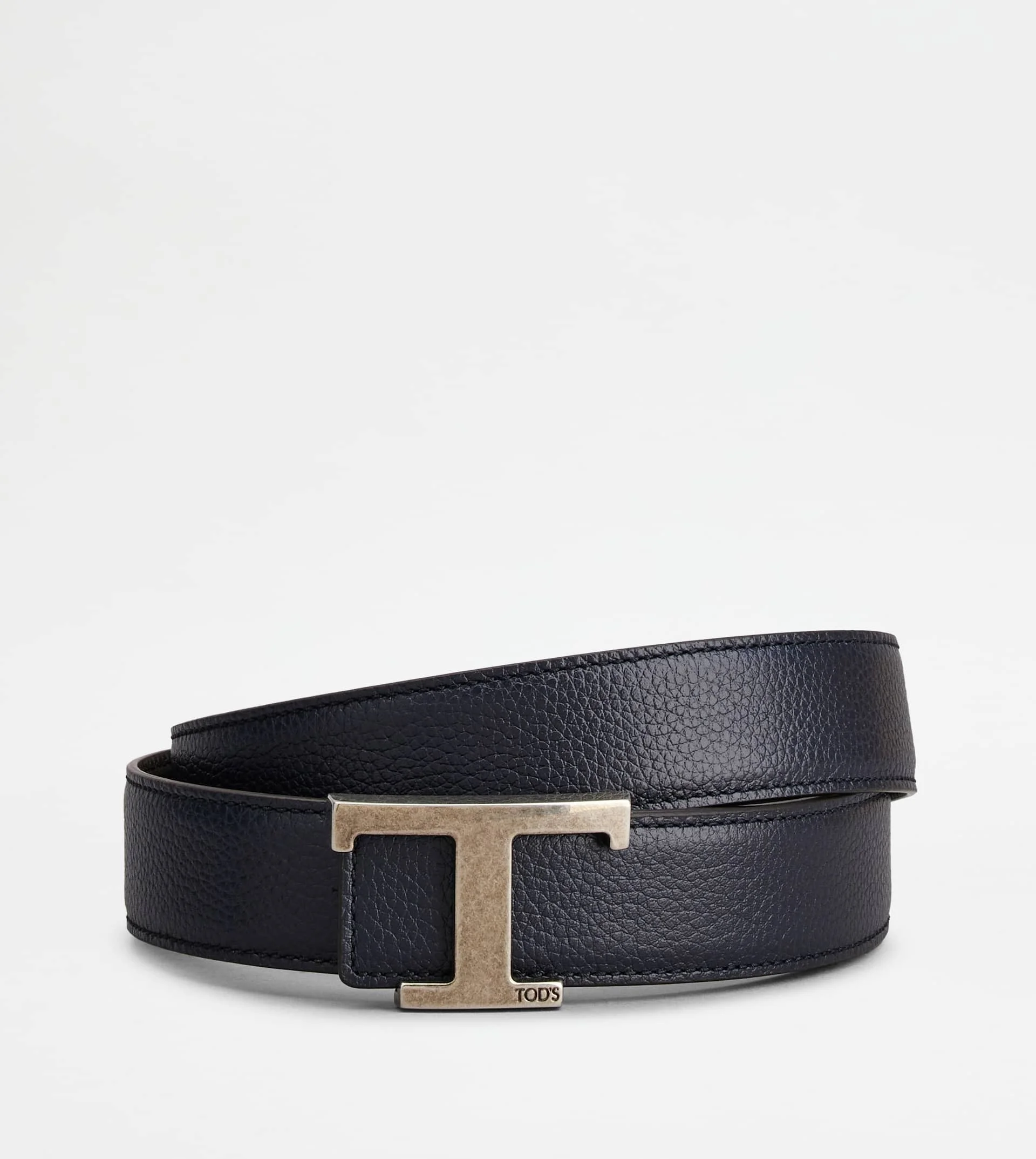 T TIMELESS REVERSIBLE BELT IN LEATHER - BLUE - 1