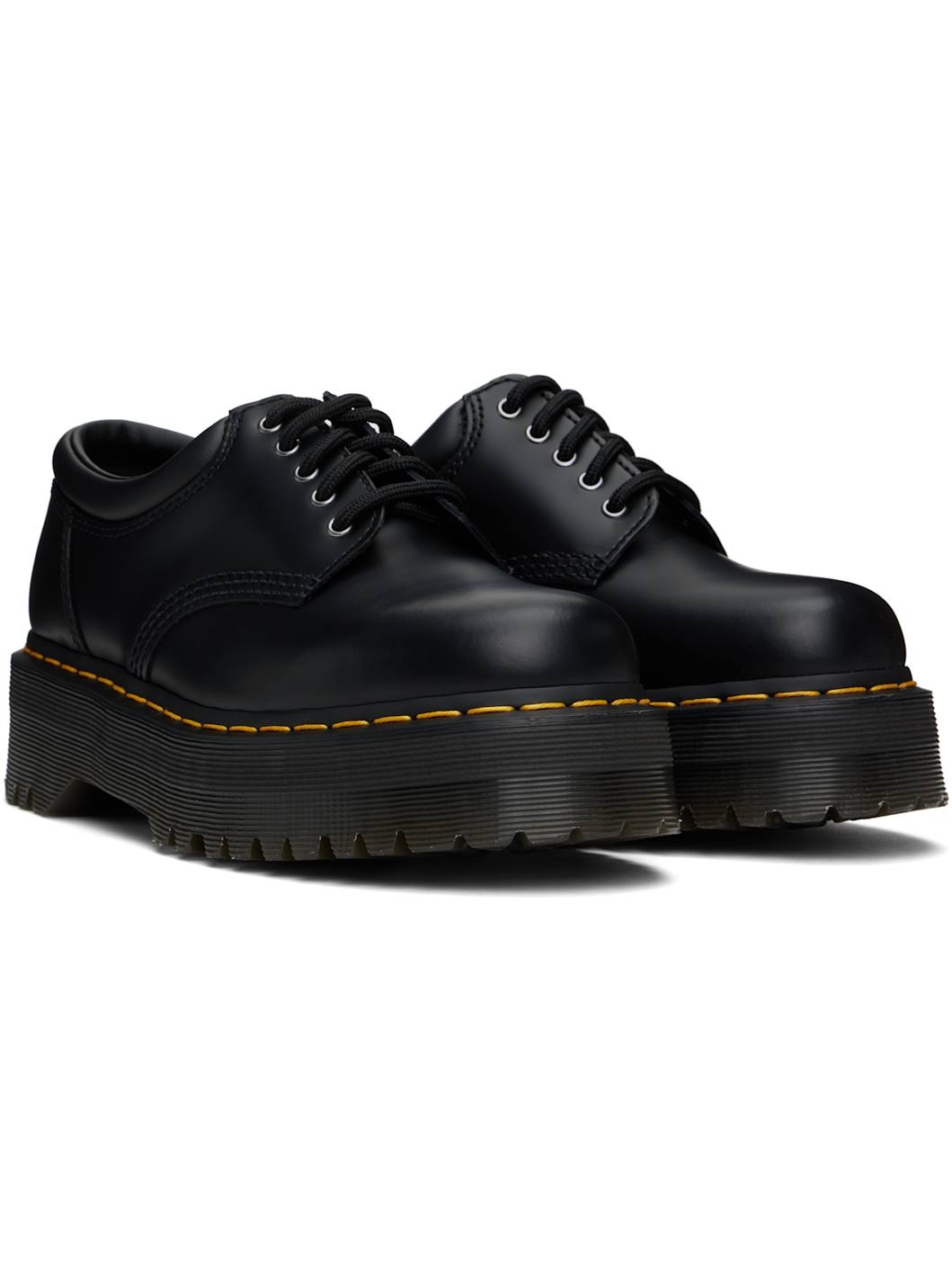 Black 8053 Leather Platform Casual Derbys - 4