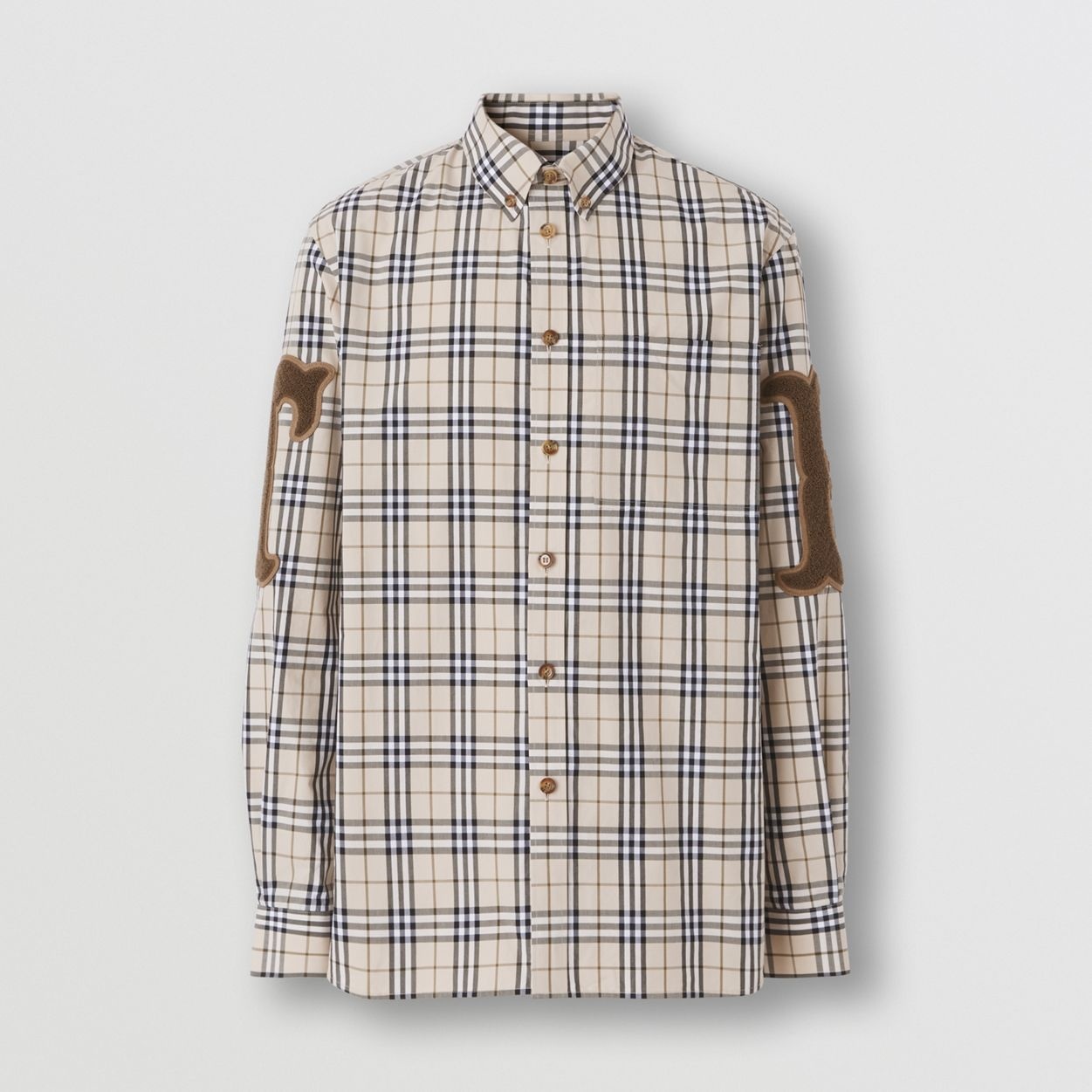 Letter Graphic Check Cotton Poplin Shirt - 1