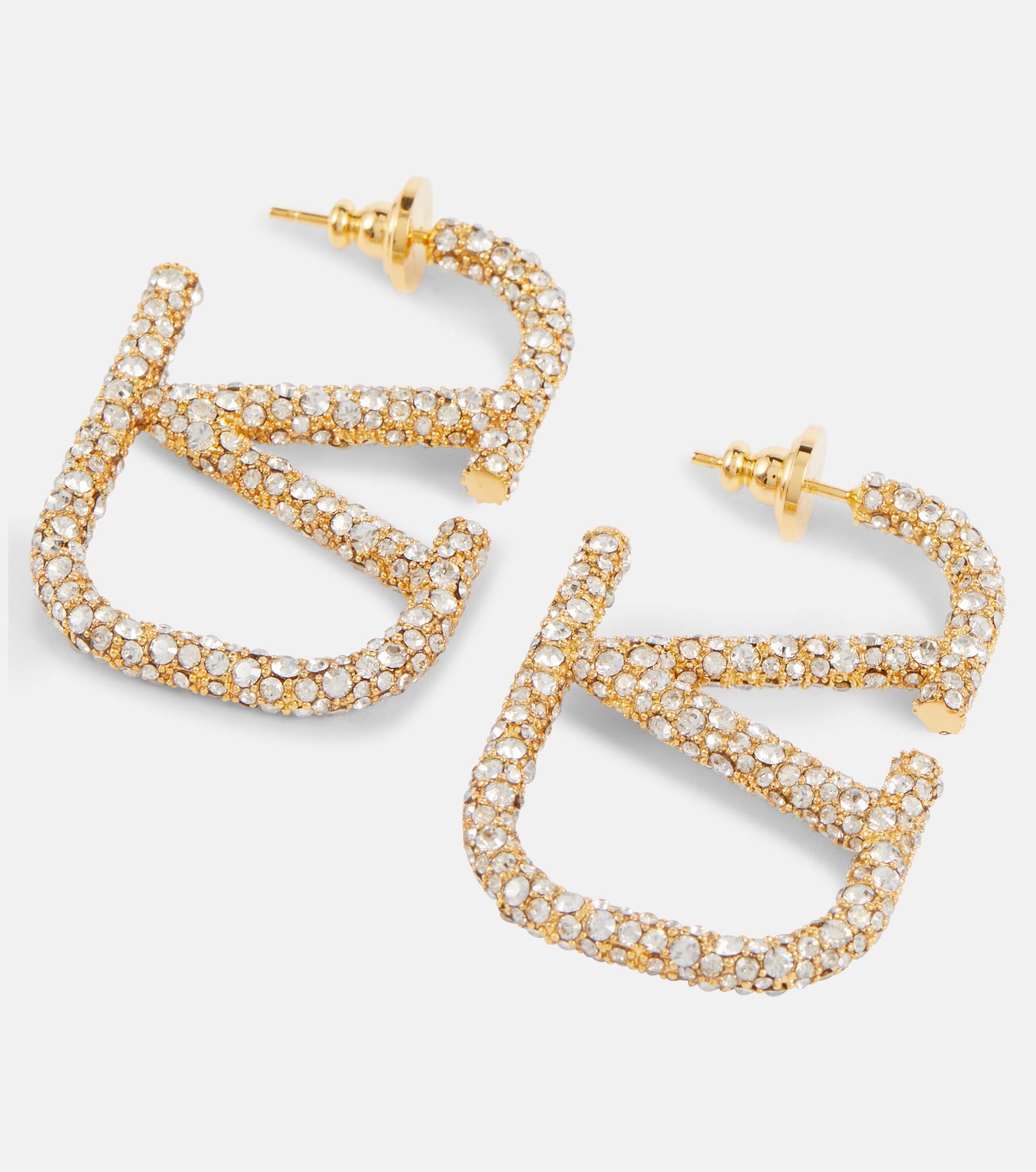 VLogo crystal-embellished earrings - 4