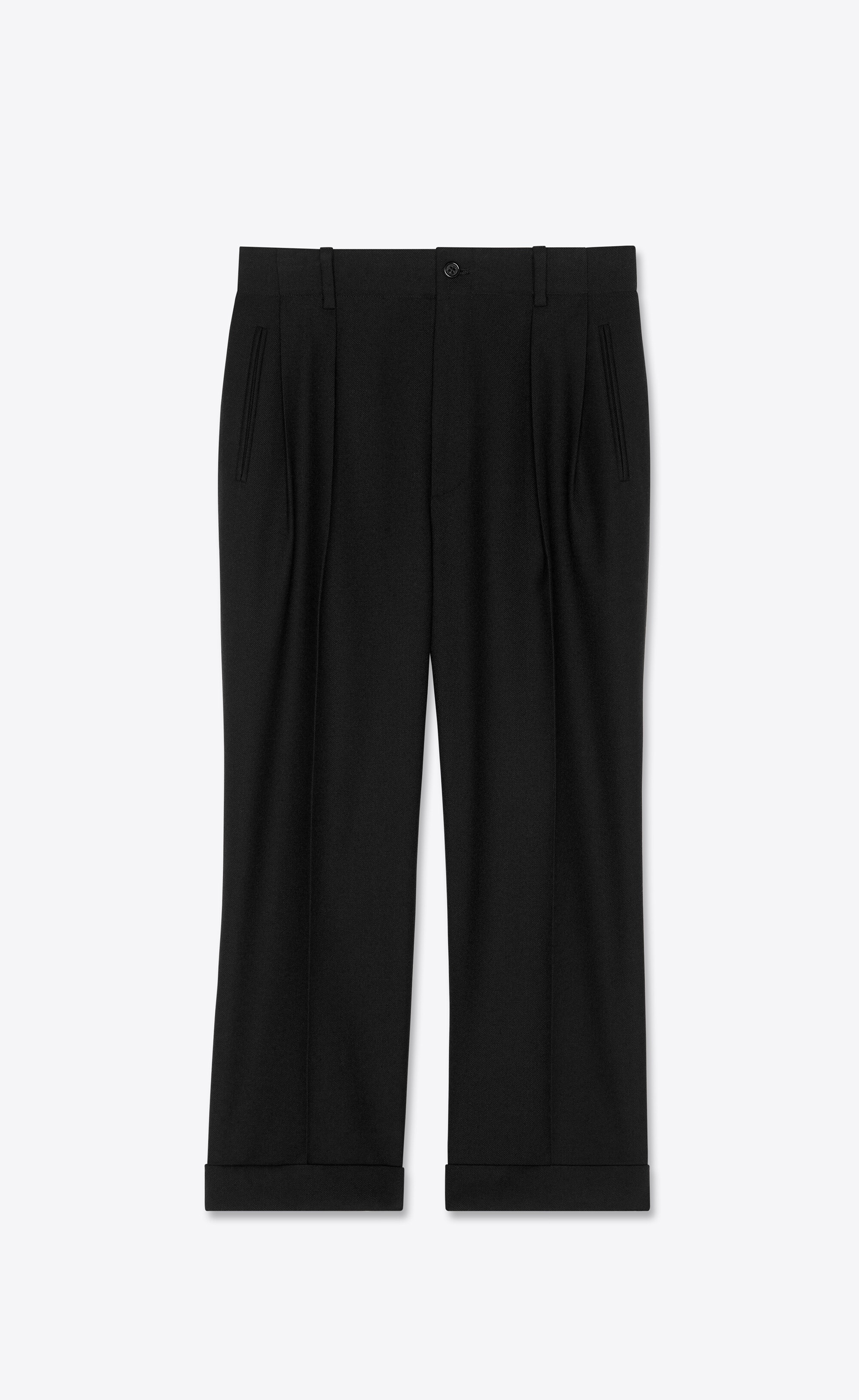 high-rise pleated pants in wool gabardine - 1