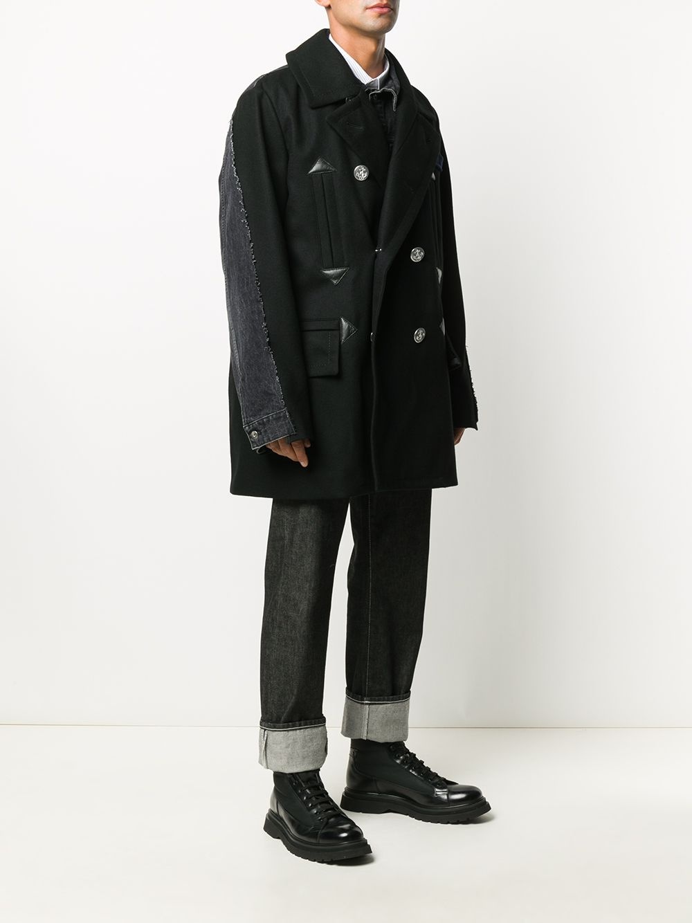 double-breasted panelled coat - 3