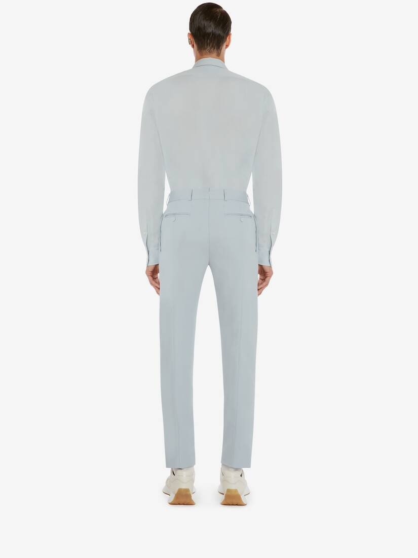 Men's Dropped Shoulder Poplin Shirt in Cloud Blue - 4