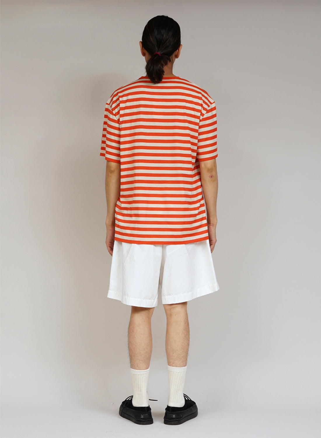 Nigel Cabourn x Sunspel Short Sleeve Pocket T-Shirt in Orange/Stone Stripe - 4