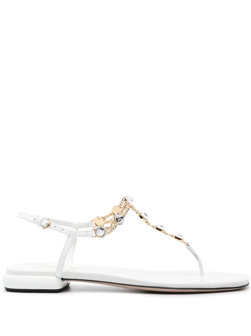 rhinestone-embellished thong sandals - 1