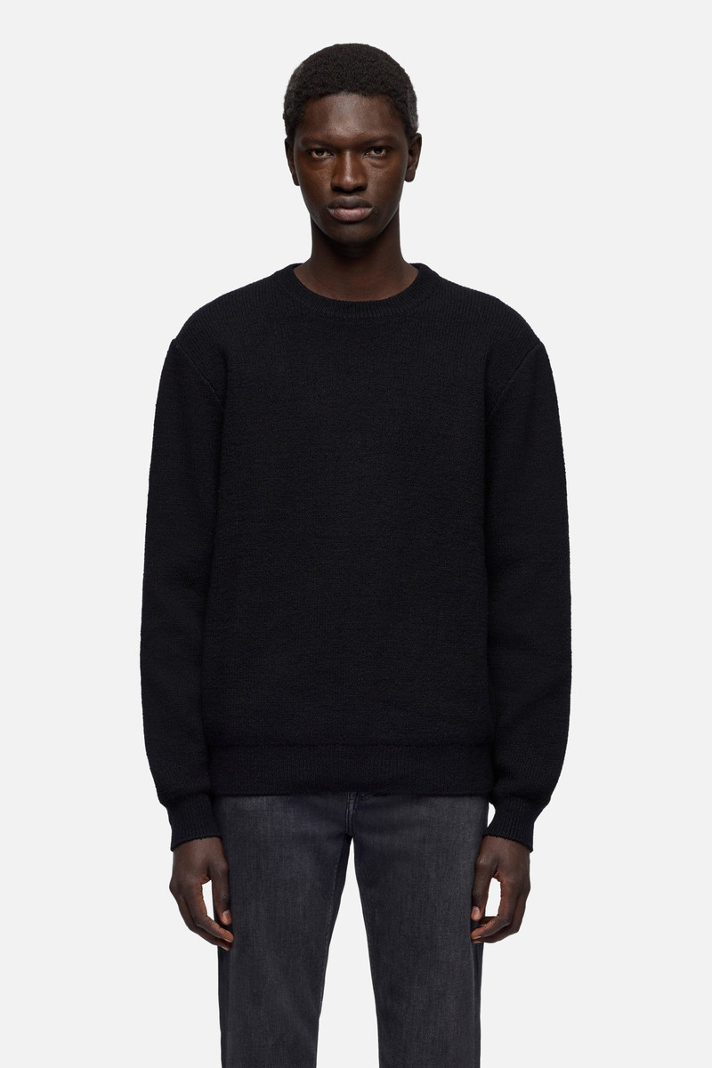 Wool Blend Crewneck Sweater in Black 3