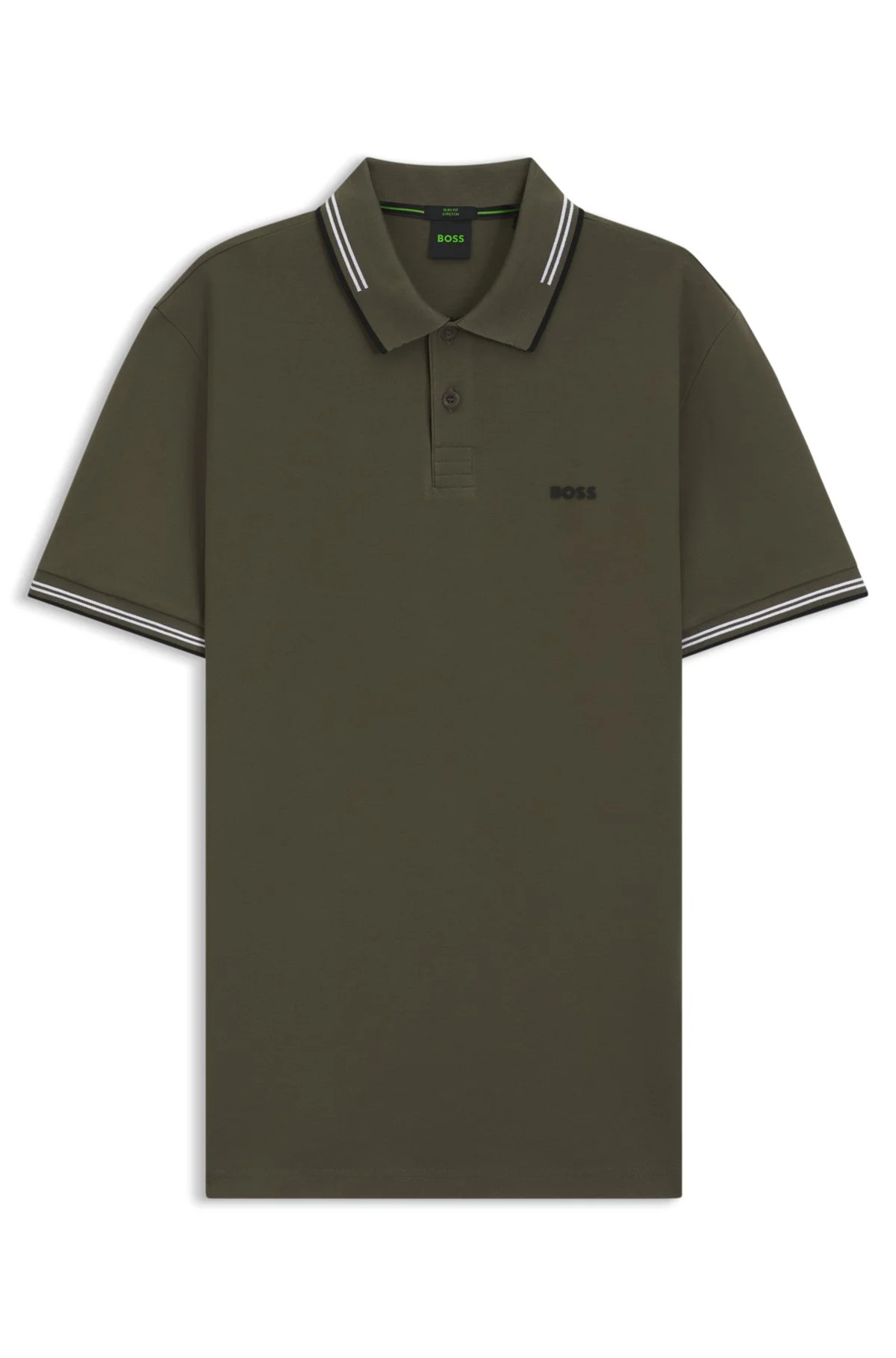STRETCH-COTTON SLIM-FIT POLO SHIRT WITH BRANDING AND STRIPES - 1