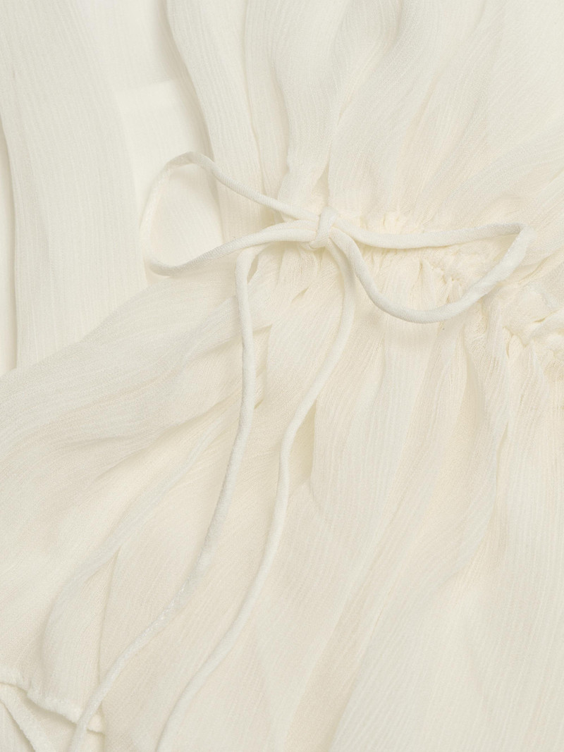 Women's Roux Sheer Shirred Blouse - Ivory 7