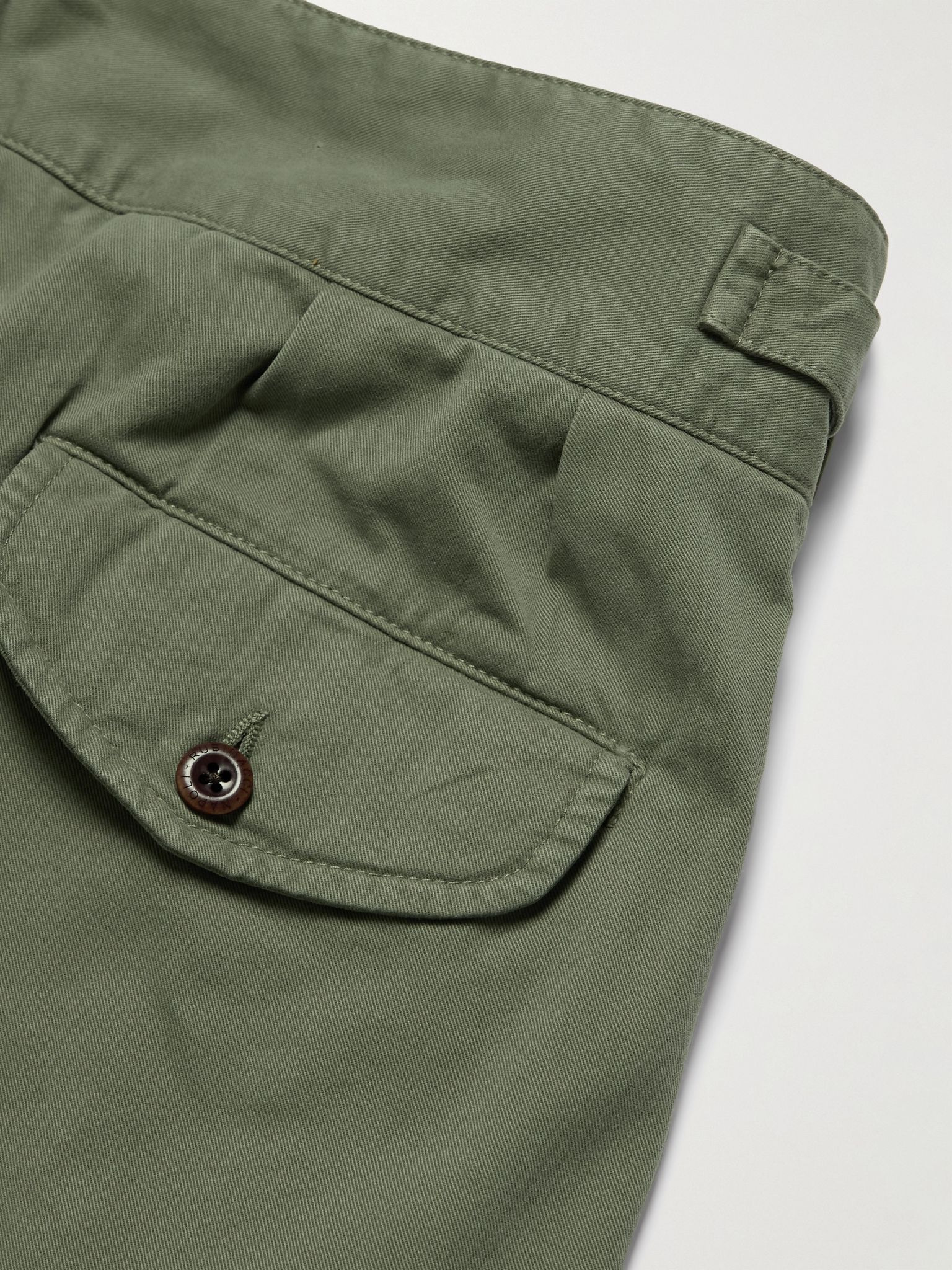 Manny Straight-Leg Pleated Cotton-Twill Trousers Green - 5