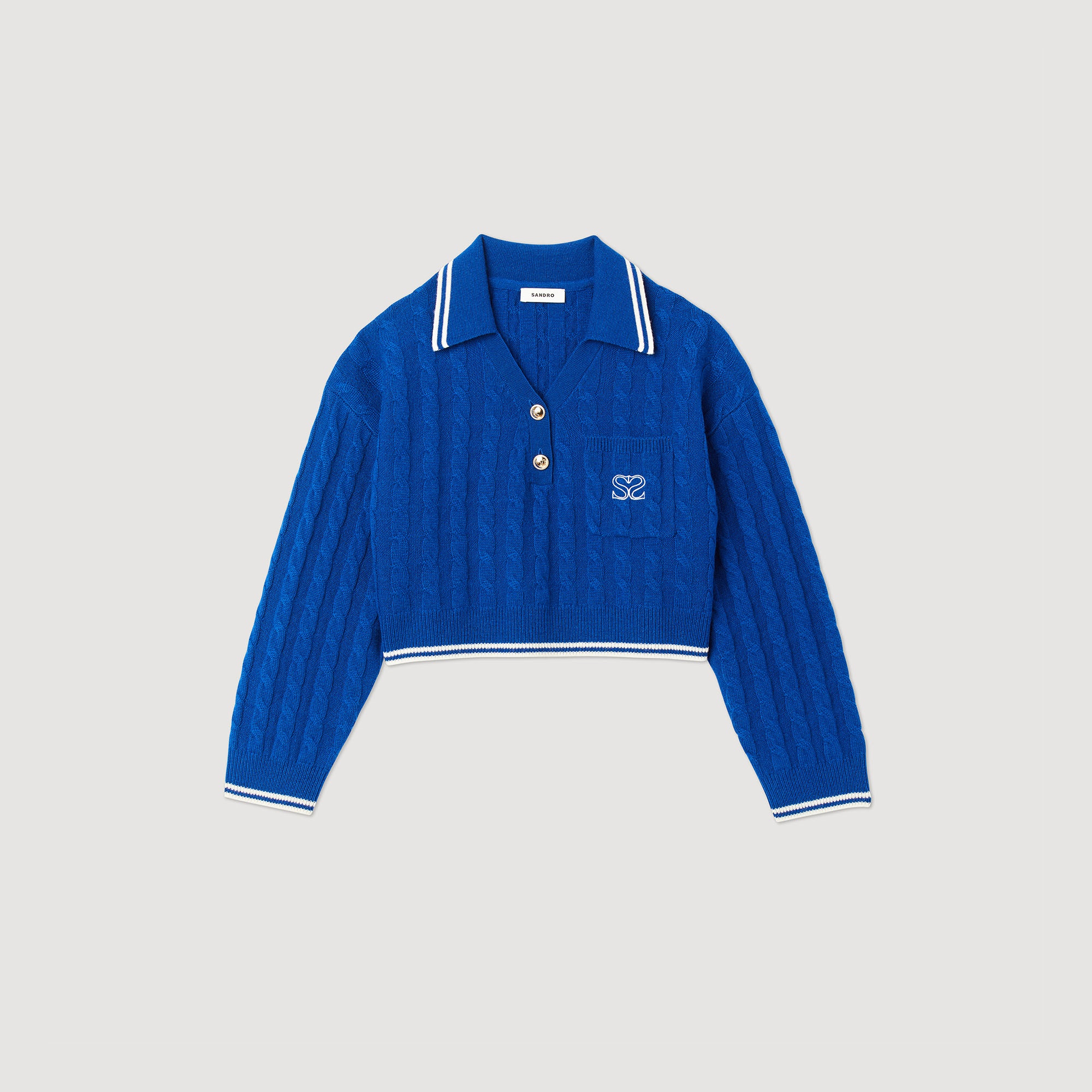 Cropped cable-knit sweater - 1
