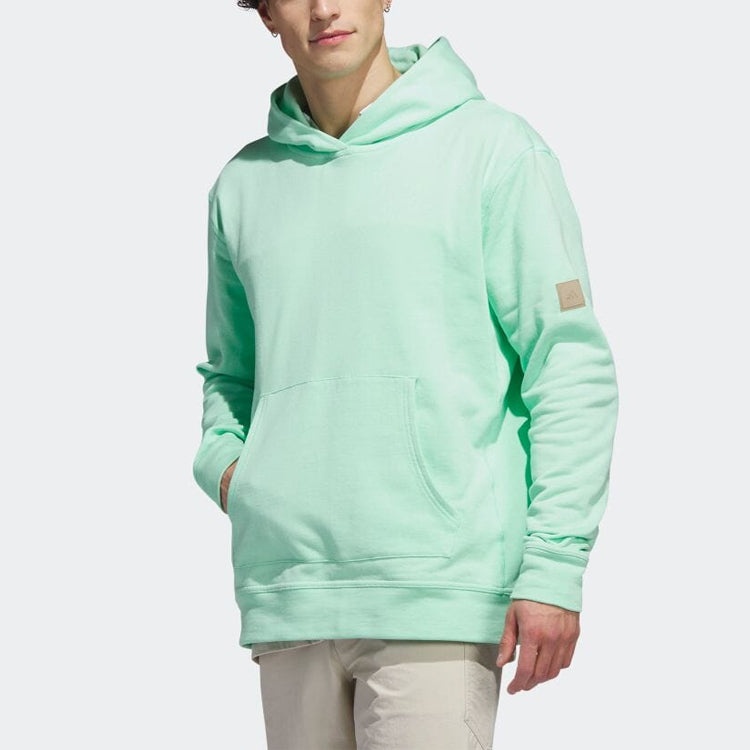 adidas Solid Color Hooded Pullover Long Sleeves Hoodie Men's Green HS5610 - 2
