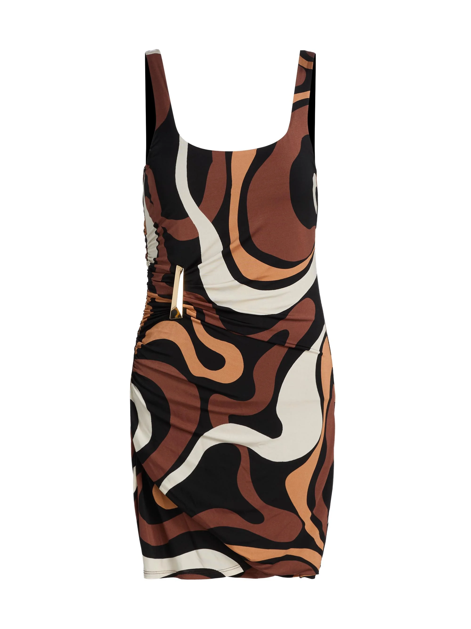 Women's Justine Geo-Print Jersey Minidress - Wavy Geo Brown - 1