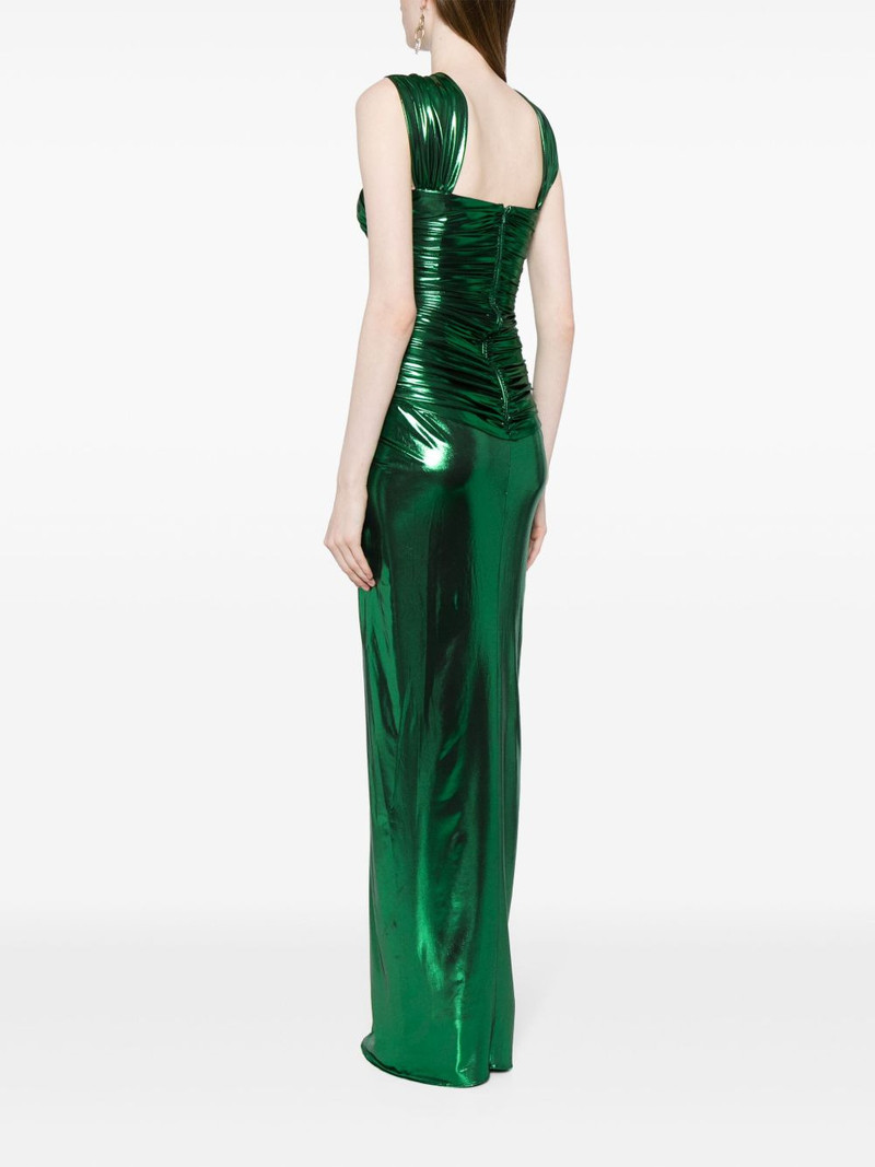 lamé draped sleeveless gown 4