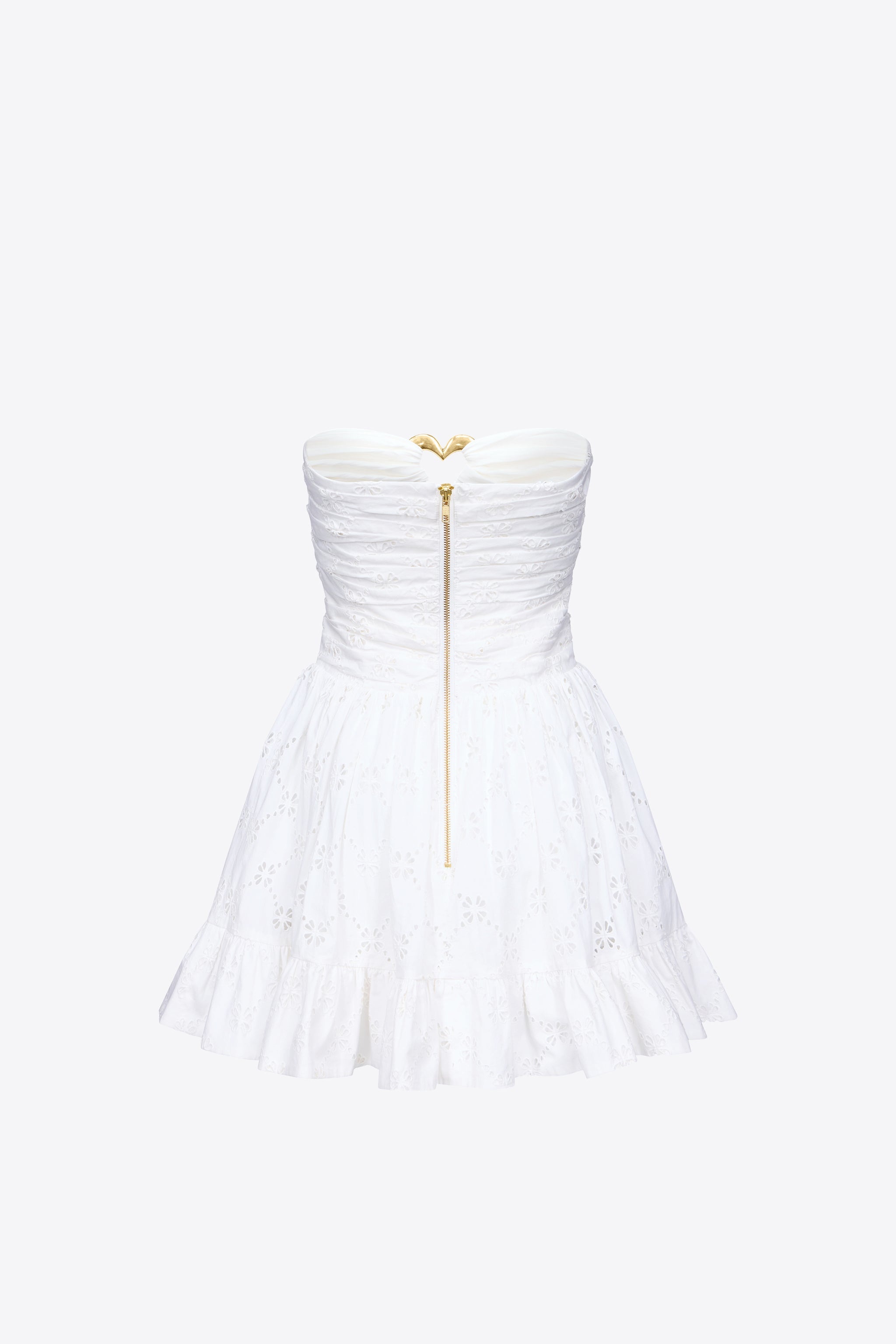 BRODERIE ANGLAISE HEART DRAPED MINI DRESS - 2