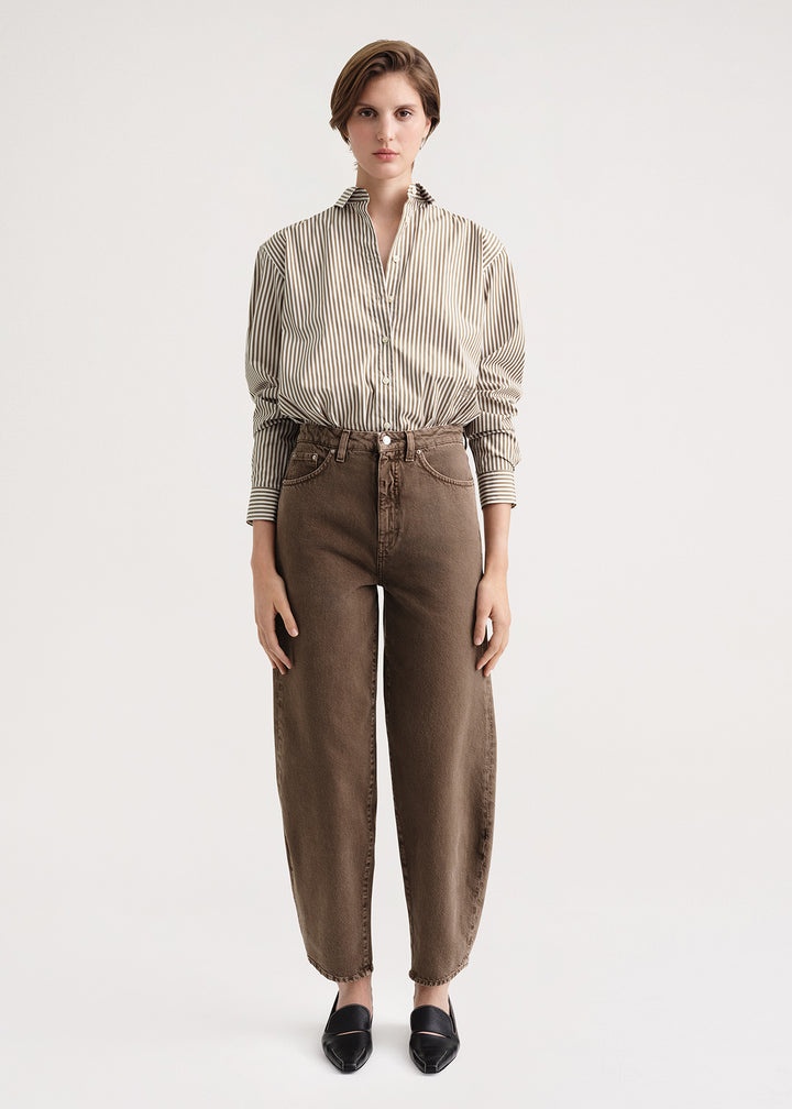 Barrel leg denim washed chocolate - 2