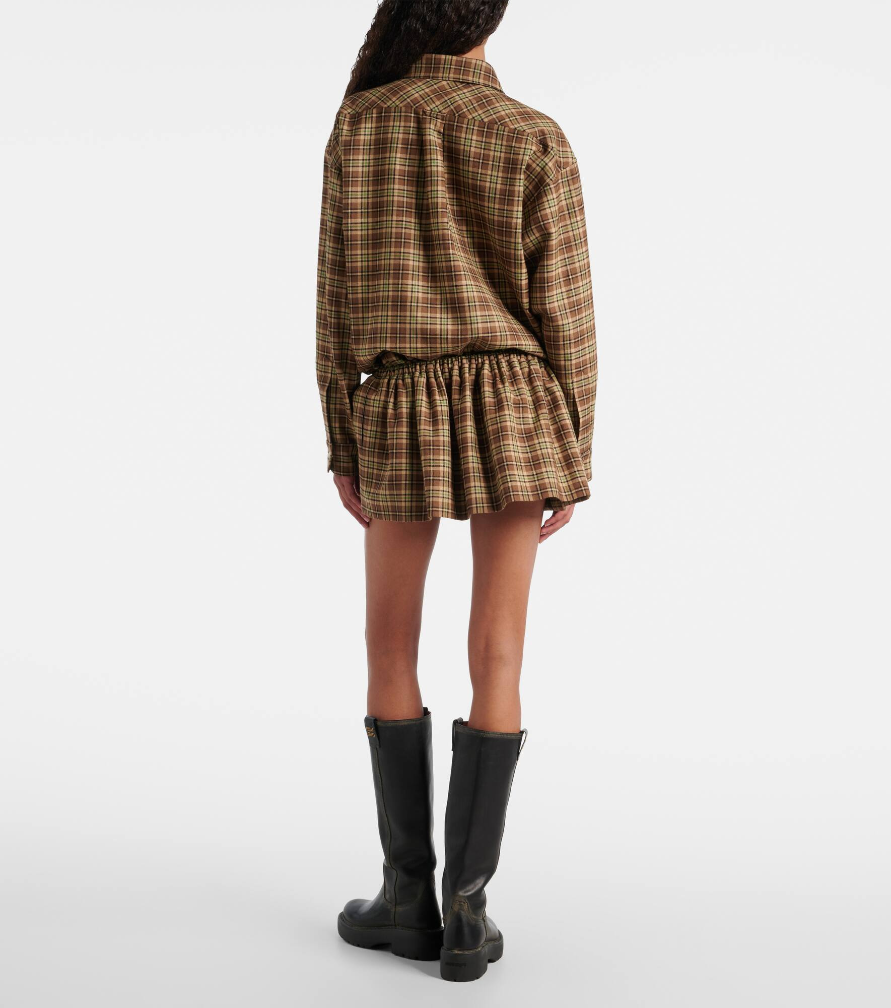 Plaid virgin wool miniskirt - 3